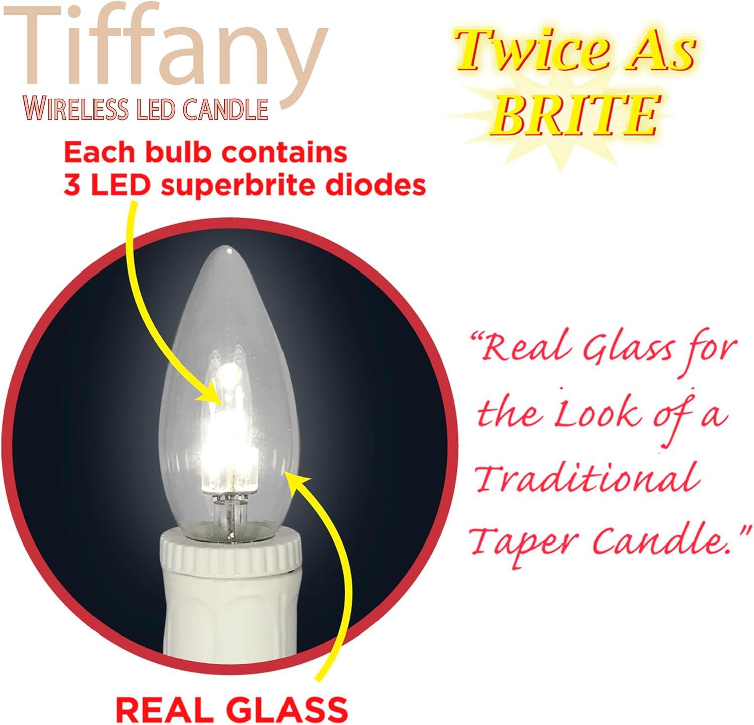 Brite Star Battery Operated Tiffany Replacement Bulb - 2 Count Flameless Candles with Timer- Perfect for Home Décor