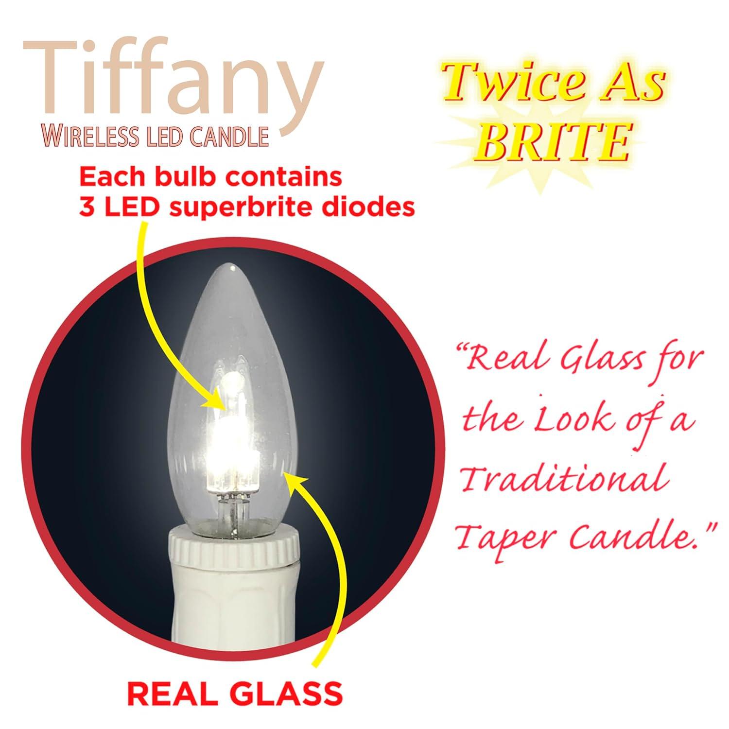 Brite Star Battery Operated Tiffany Replacement Bulb - 2 Count Flameless Candles with Timer- Perfect for Home Décor
