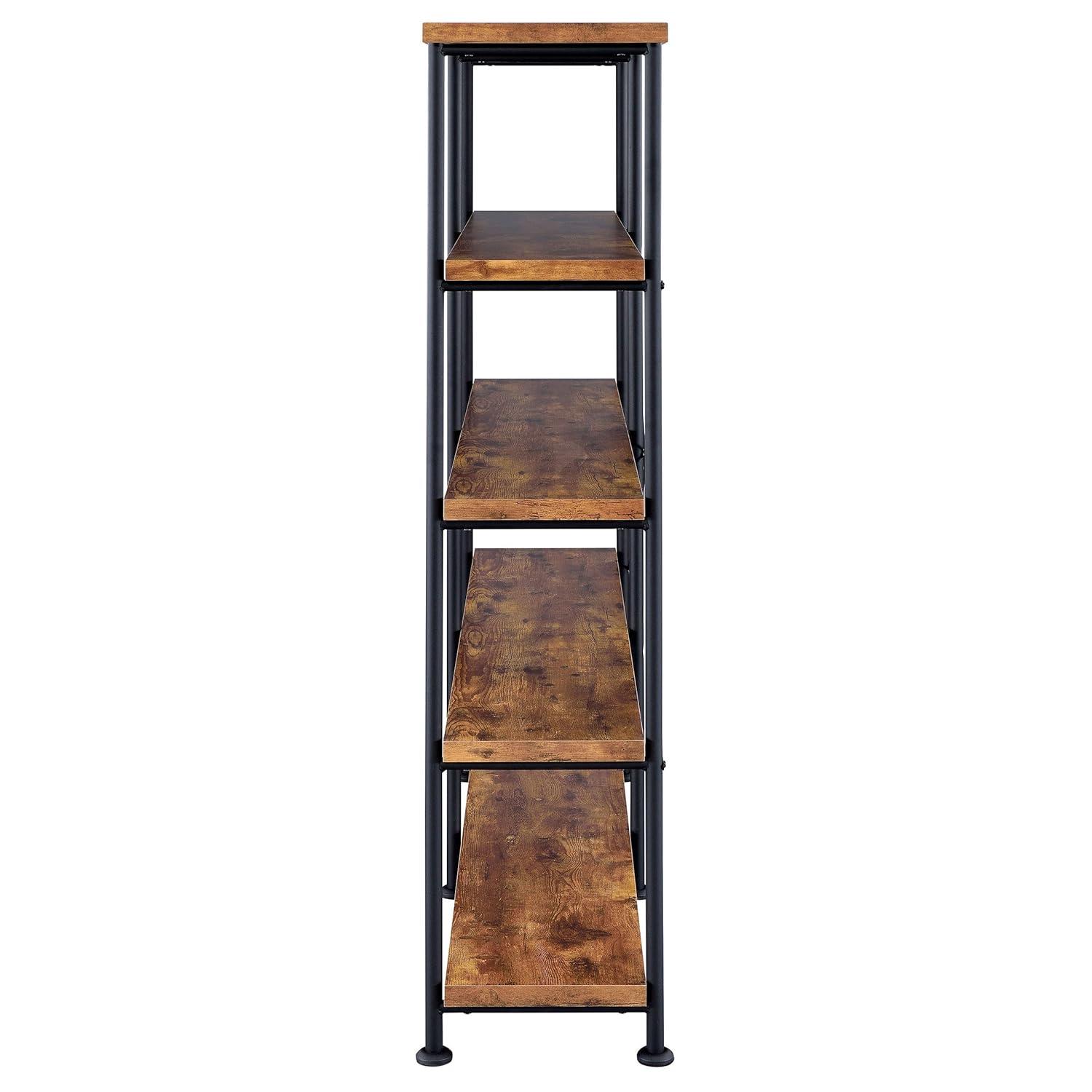 63" Analiese Double Bookcase with 4 Fixed Shelves, Industrial Design - Coaster