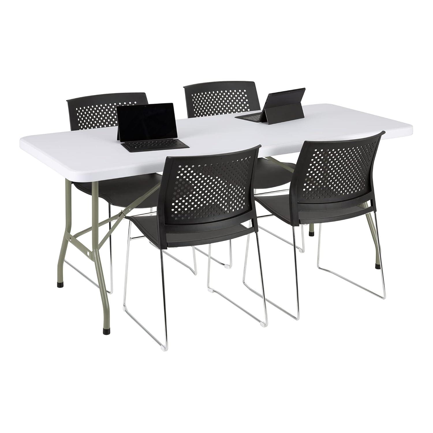 Norwood Commercial Furniture Rectangular Blow-Molded Plastic Indoor/Outdoor Folding Training Table