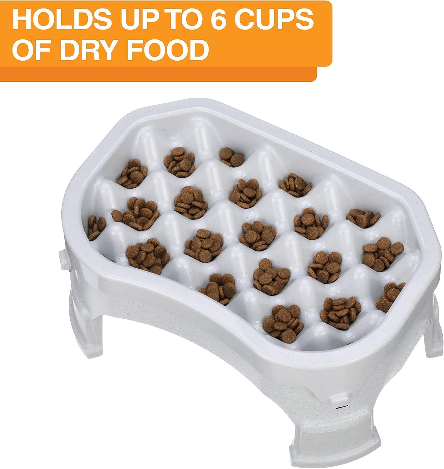 Neater Pet Brands Raised Neater Slow Feeder - Elevated & Adjustable Feeding Height - Improves Digestion, Stops Obesity, and Slows Down Eating, 6 Cups, Vanilla Bean