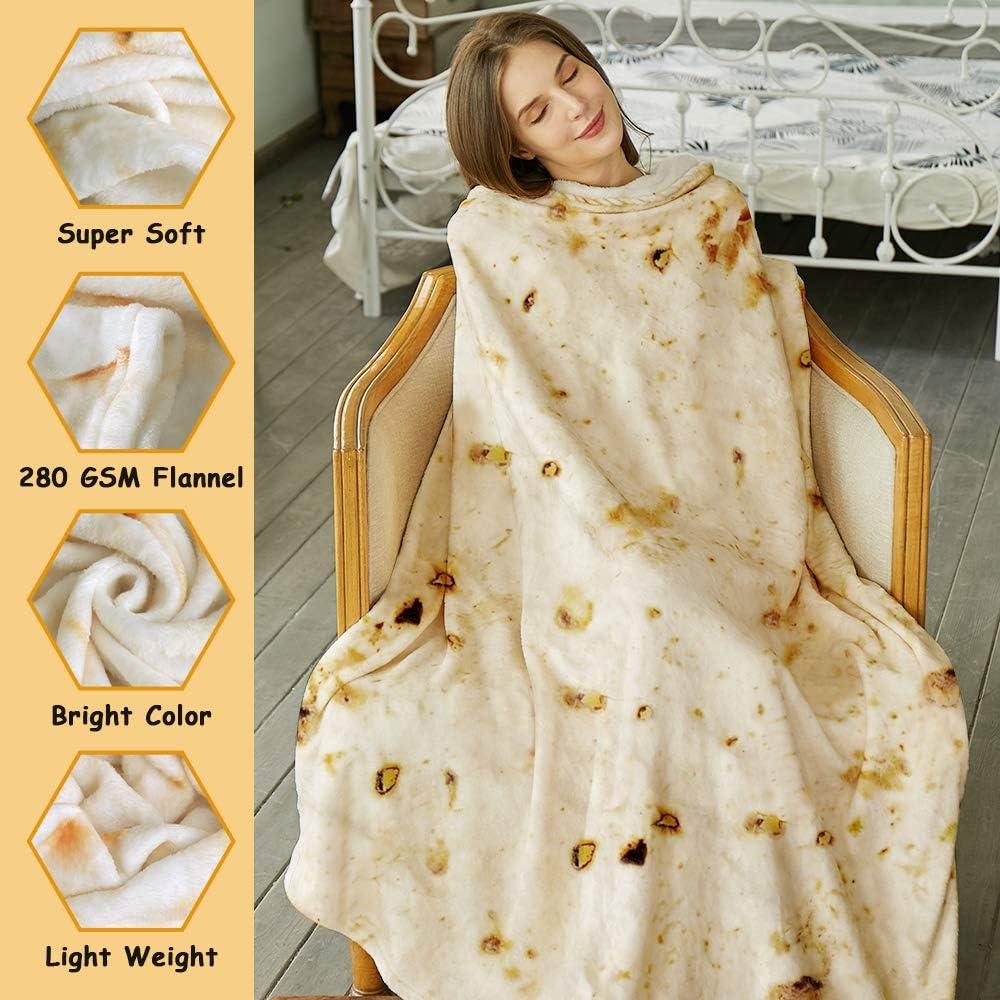 Beige Flannel Burritos Tortilla Reversible Blanket, 47 Inches