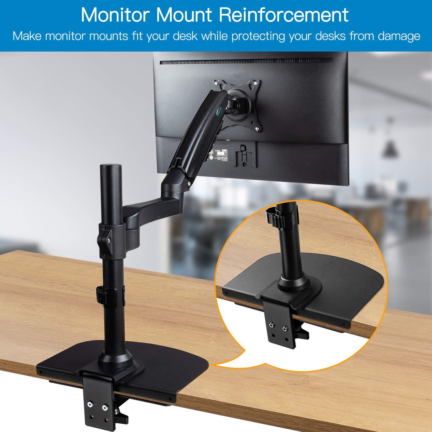 Steel Monitor Mount Reinforcement Plate for Thin, Glass and Other Fragile Tabletop, Steel Bracket Plate Fits Most Monitor Stand C Clamp Installation