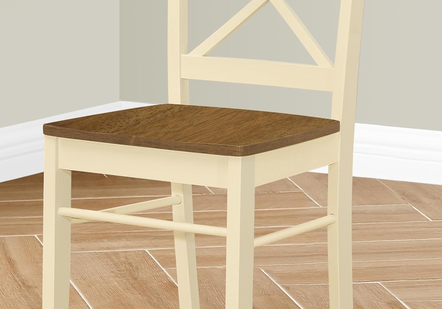 Monarch Specialties Dining Chair Set Of 2 Side Kitchen Dining Room Oak And Cream Wood Legs Transitional