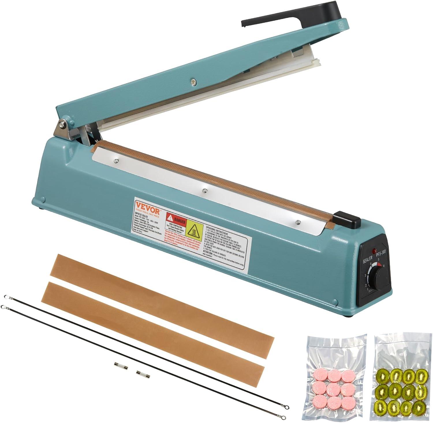 VEVOR VEVOR 12" Iron Hand Impulse Heat Sealer Machine Poly Bag Sealing for Plastic Bag