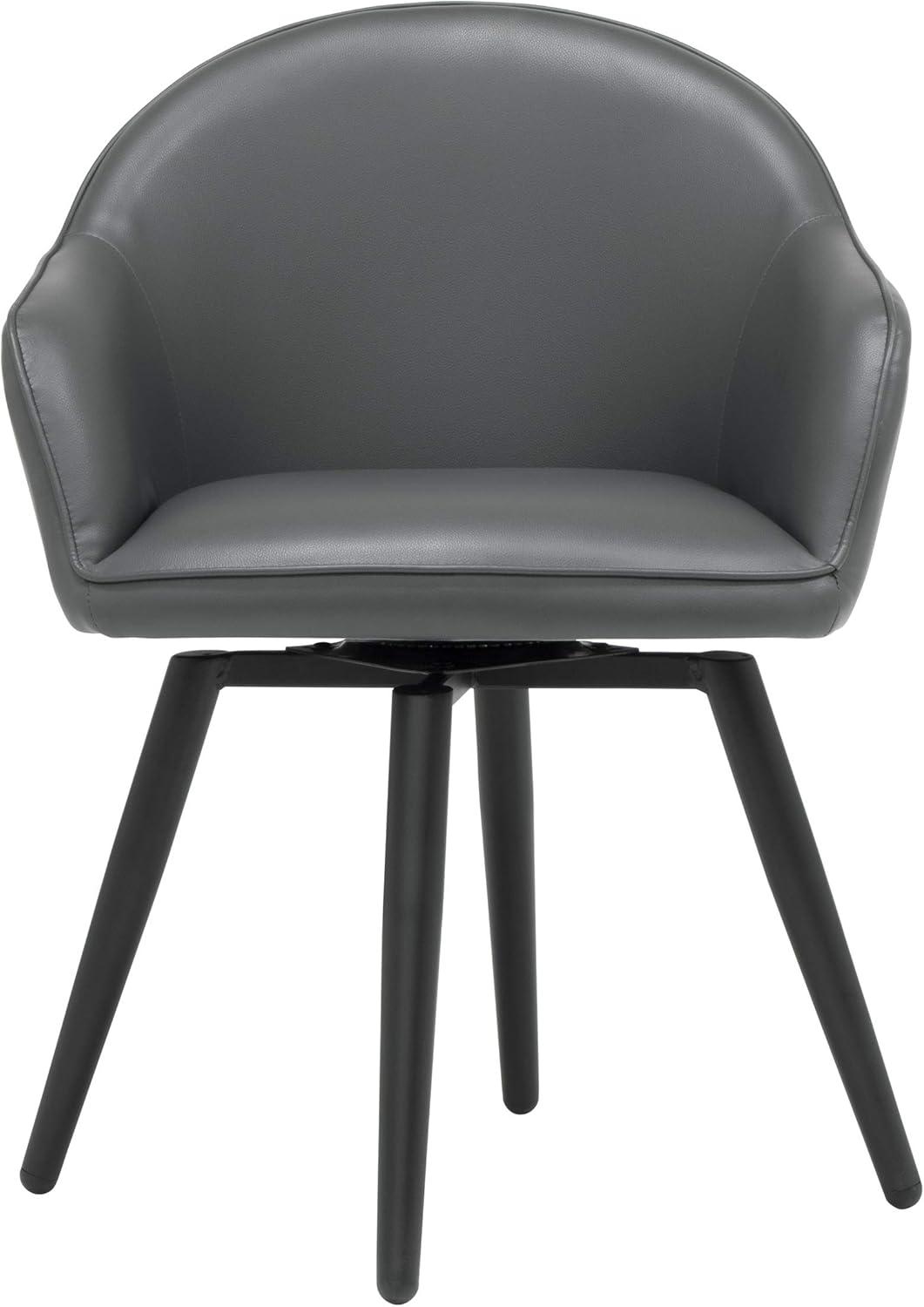 Dome Swivel Office/Dining/Guest Accent Chair with Arms Blended Leather Smoke Gray - Studio Designs Home: Metal Frame, Bonded Leather Upholstery