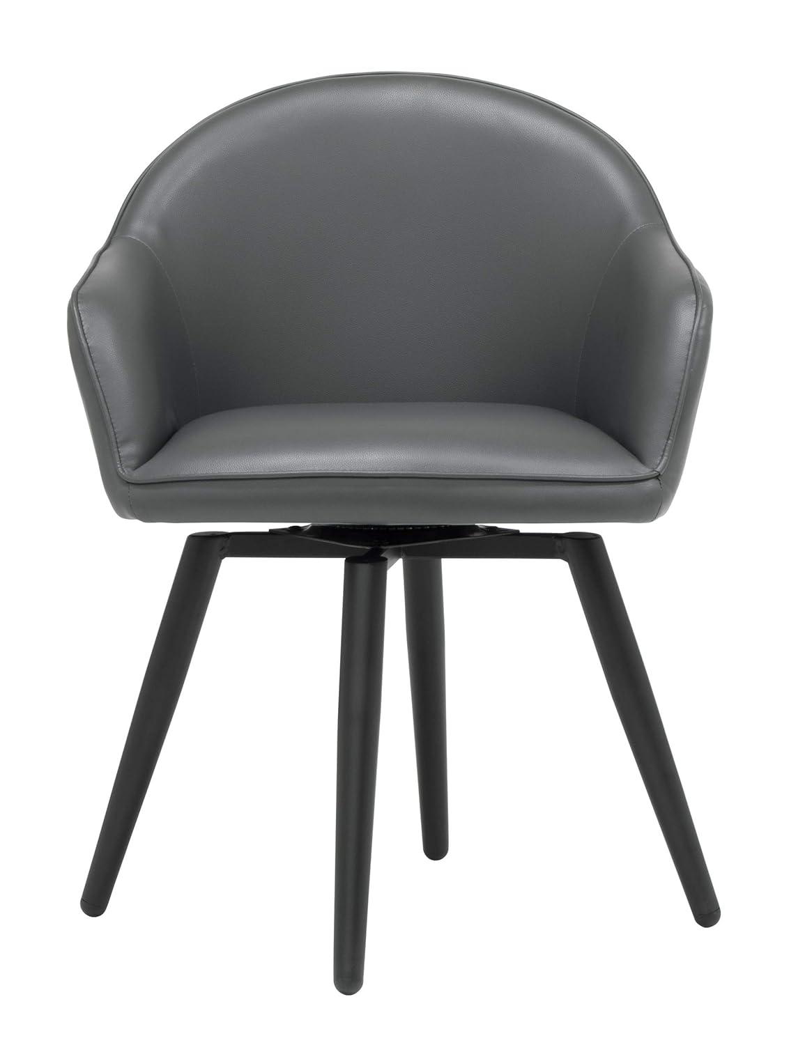 Dome Swivel Office/Dining/Guest Accent Chair with Arms Blended Leather Smoke Gray - Studio Designs Home: Metal Frame, Bonded Leather Upholstery
