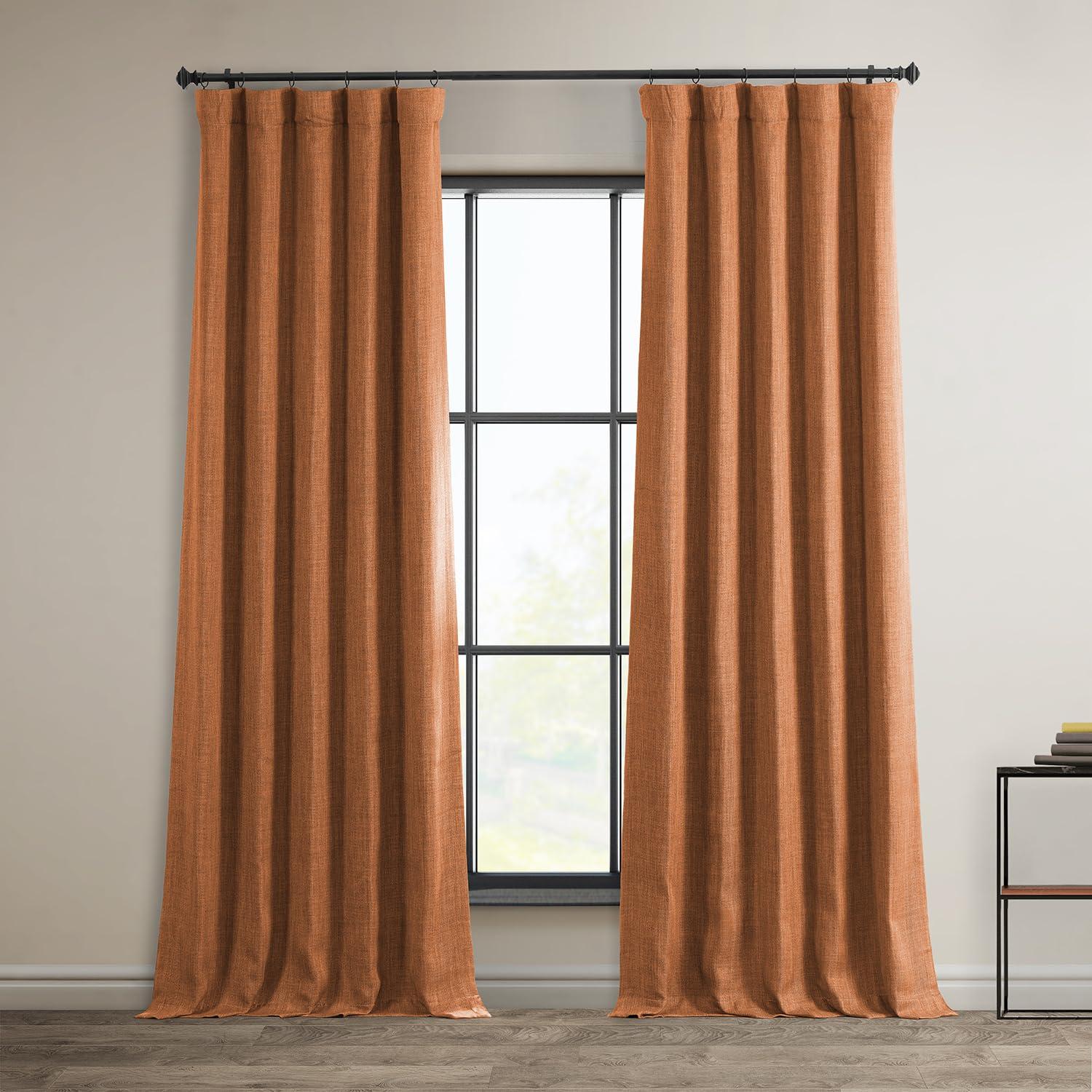 Desert Orange Solid Rod Pocket Room Darkening Curtain - 50 in. W x 108 in. L (1 Panel)