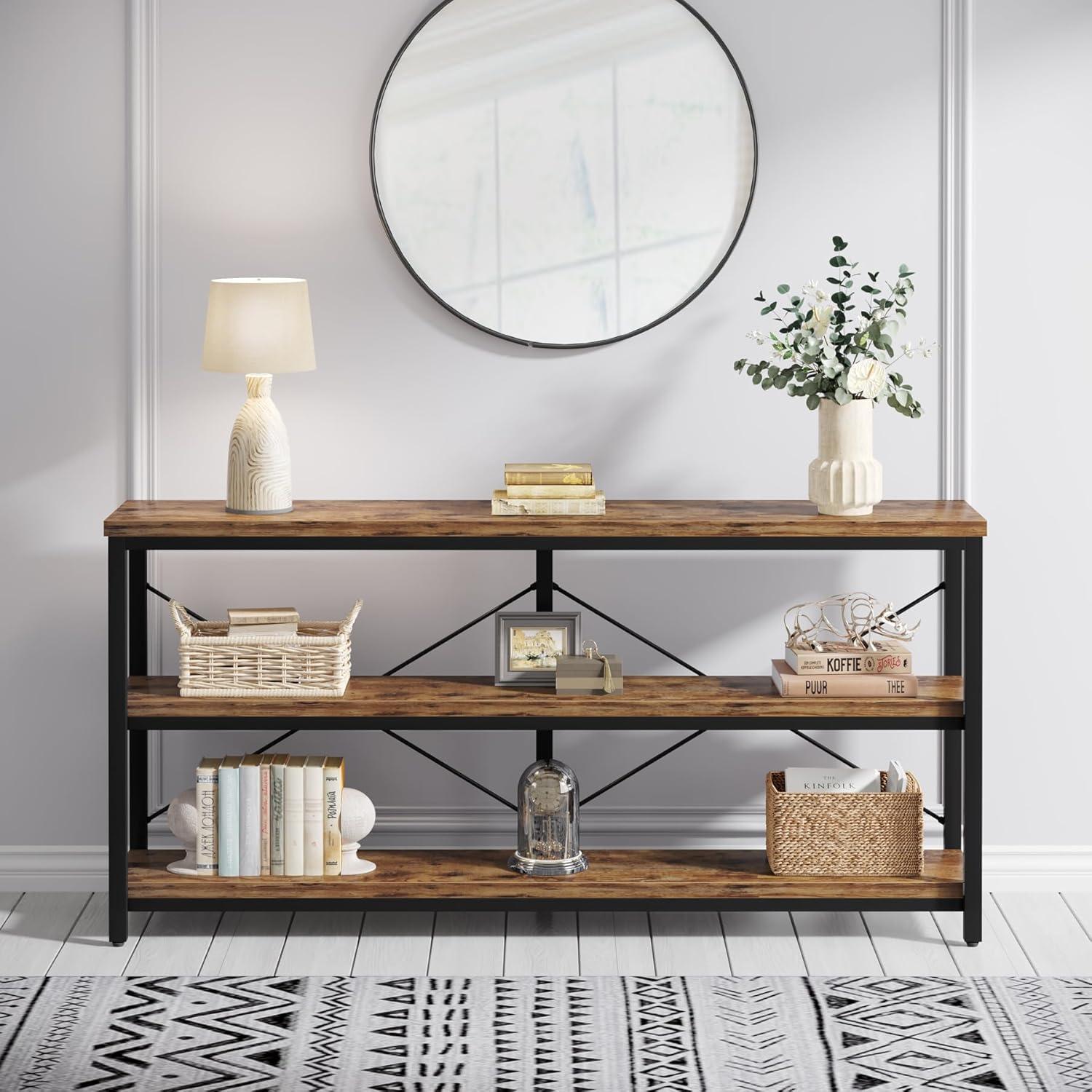 Tribesigns 55 Inches 3 Tiers TV Stand Console Long Sofa Table, Black