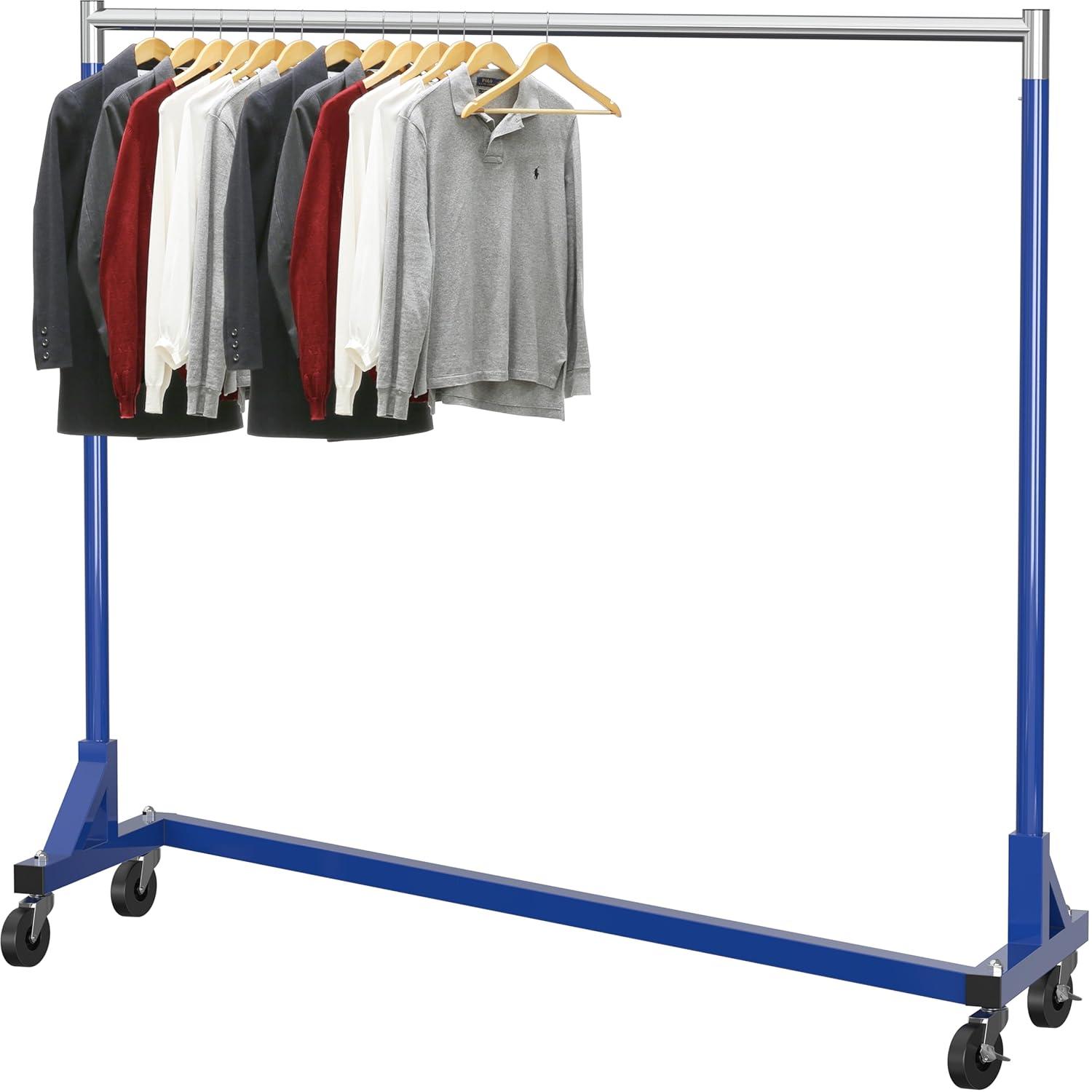 Simple Houseware Commercial Grade Z-Base Heavy Duty Clothing Rack, 400 lb Load, Blue