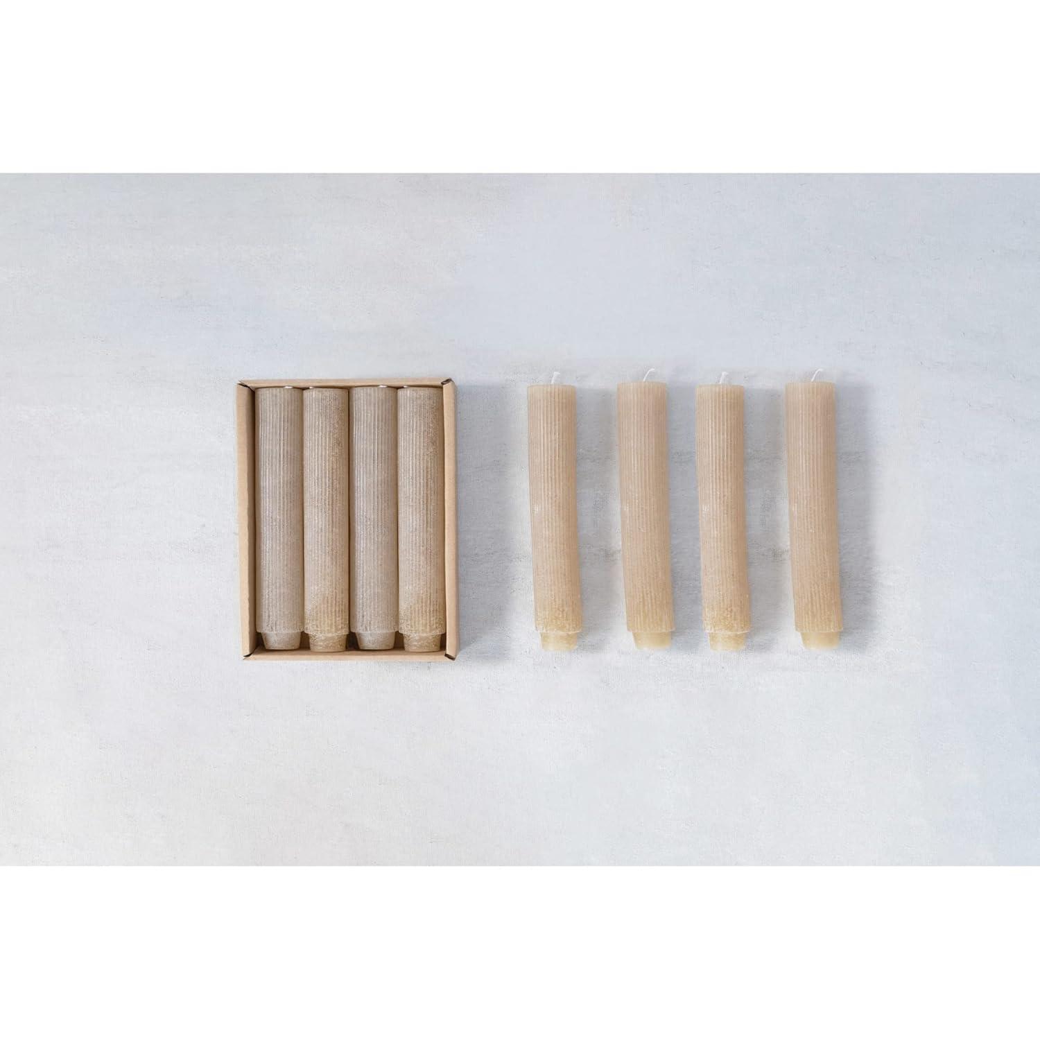 Elegant Linen Black Pleated Taper Candle in Powder Finish