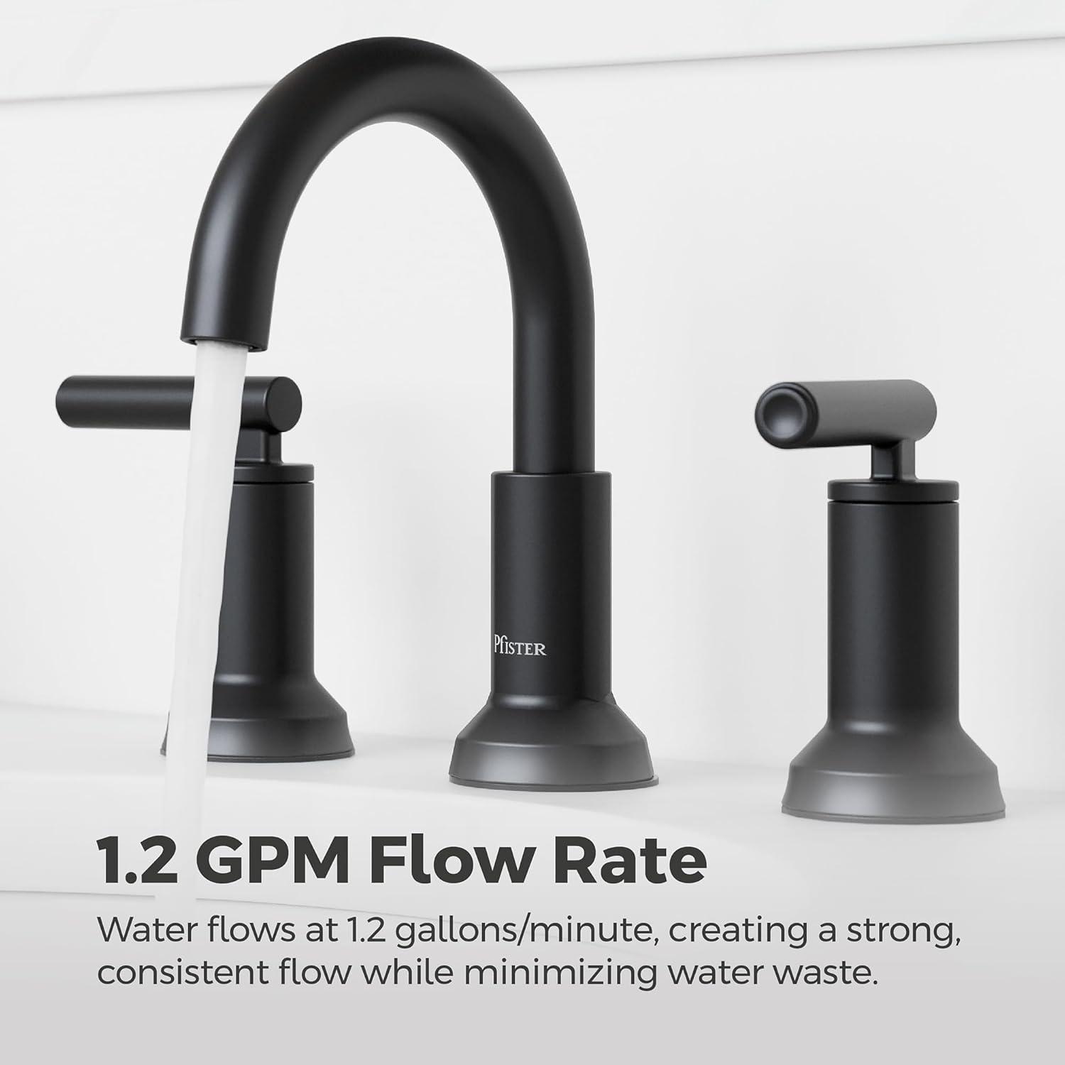 Capistrano Matte Black Widespread Bathroom Faucet with Drain Assembly