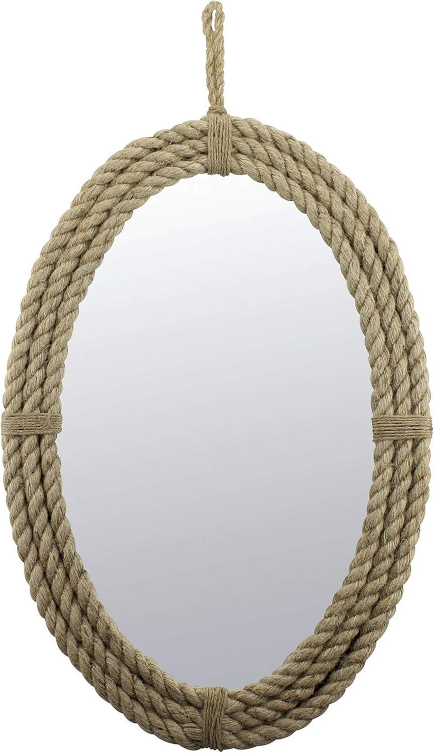 Decorative Rope Wall Mirror with Loop Hanger Tan - Stonebriar Collection