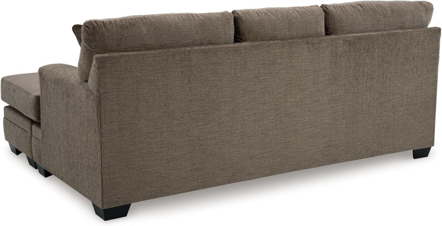 Nutmeg Fabric Sofa Chaise with Flared Arms and Ottoman