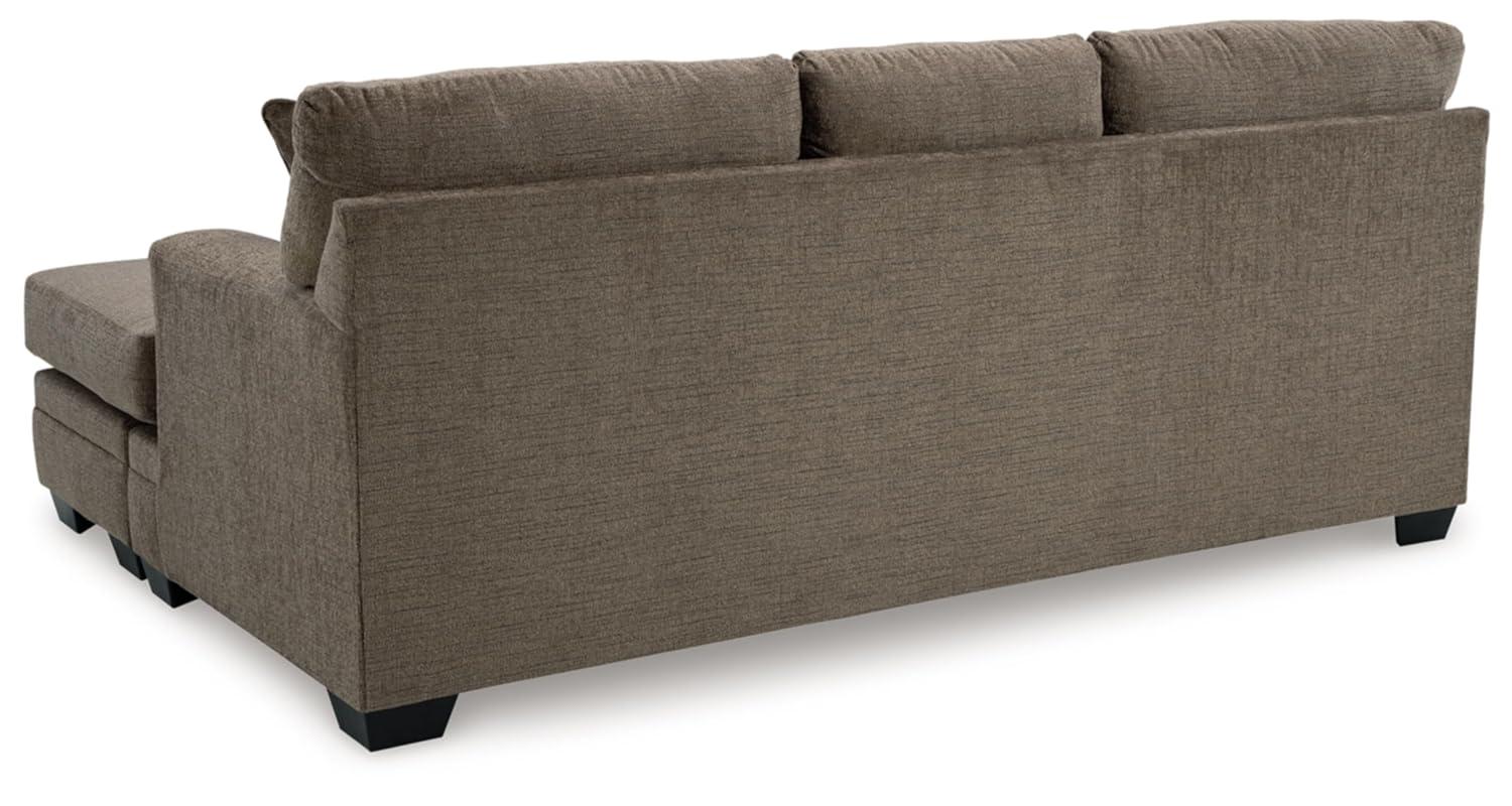 Nutmeg Fabric Sofa Chaise with Flared Arms and Ottoman