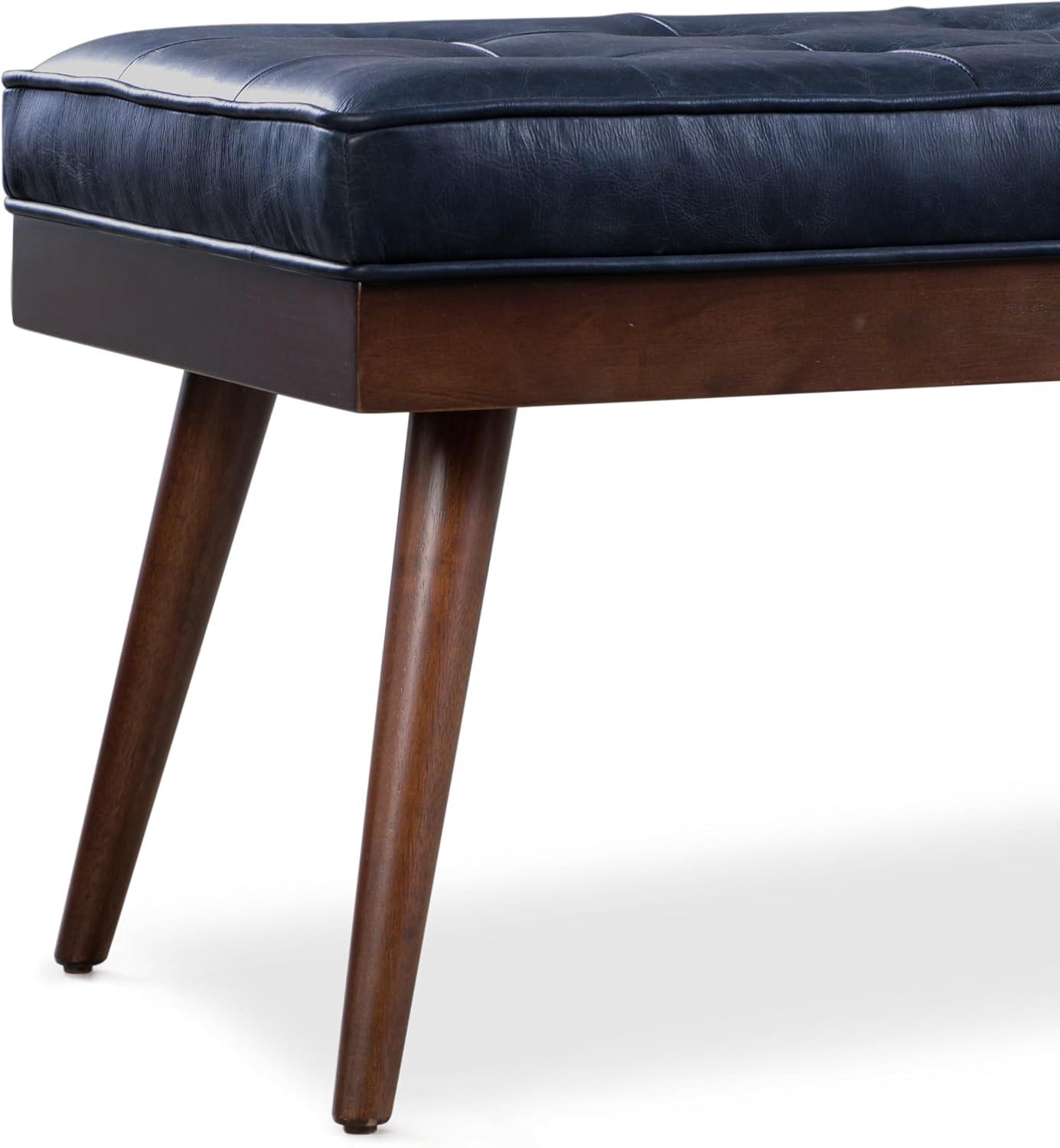 Athan Midnight Blue Full-Grain Italian Leather 55" Bench