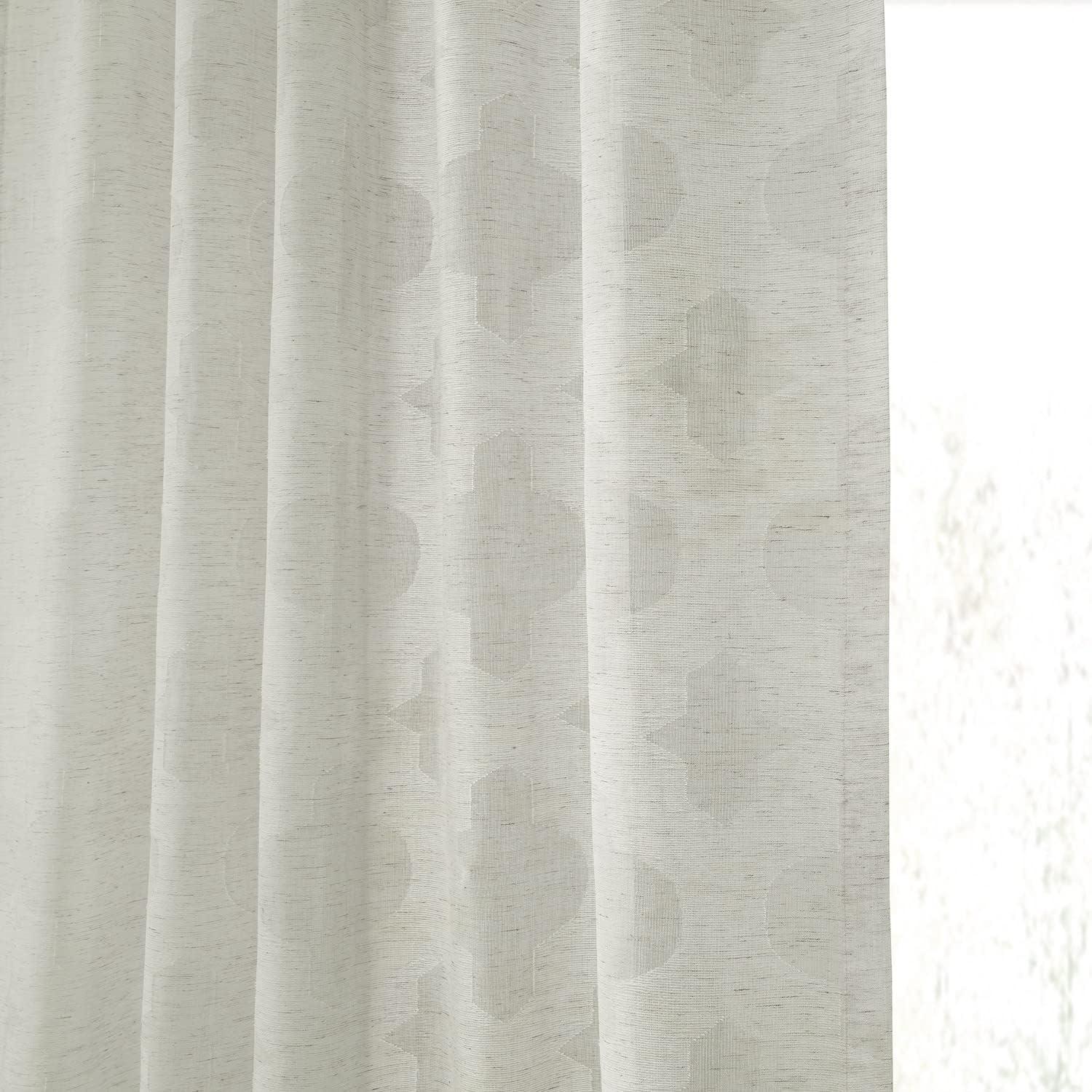 Calais Tile Patterned Sheer Linen 96" Window Panel