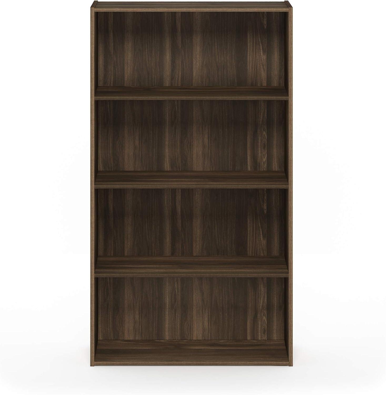 Furinno Pasir Contemporary Engineered Wood 4-Tier Open Shelf in Columbia Walnut