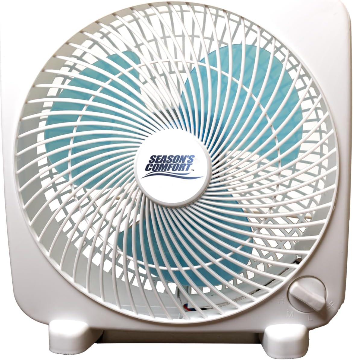 Seasons Comfort 9" White and Blue Portable Table Fan