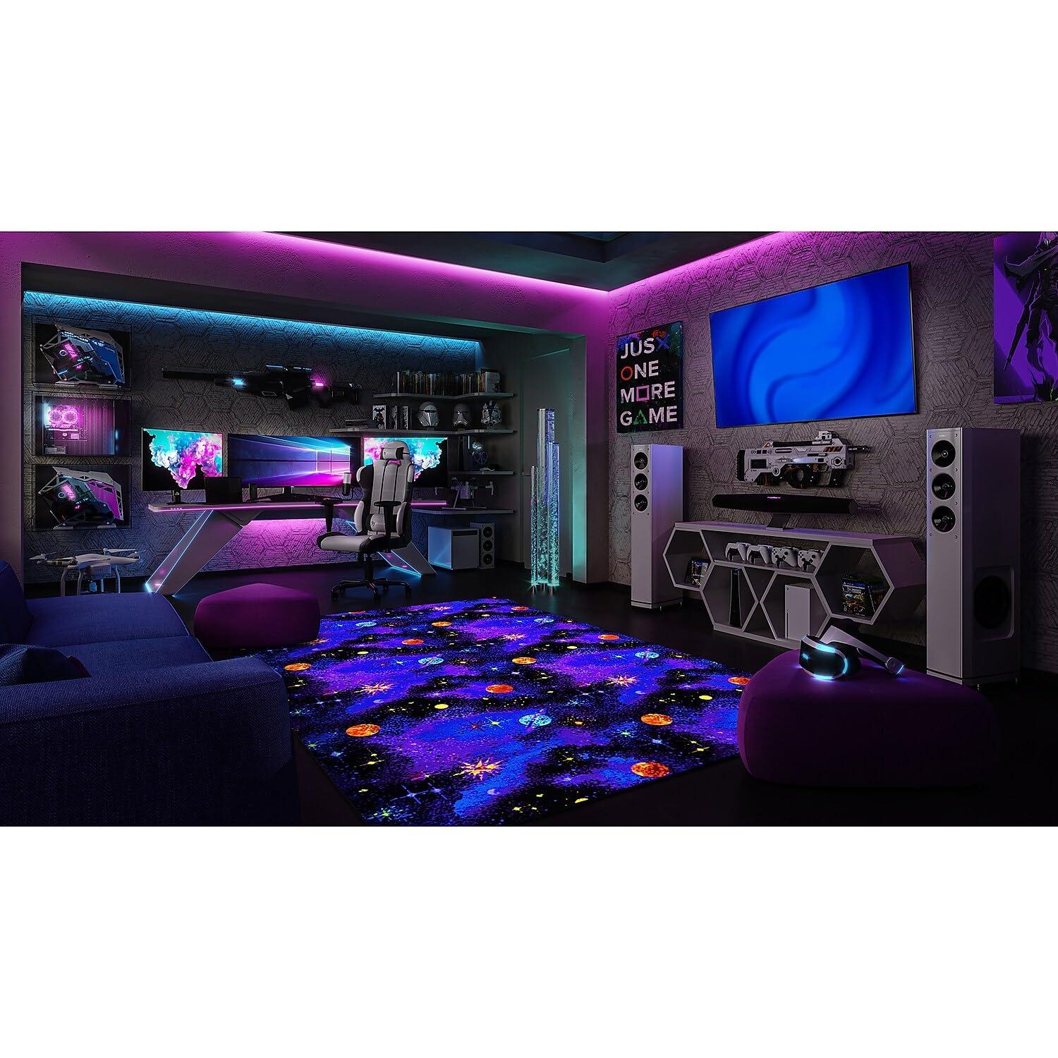 Joy Carpets 43Q 6 x 9 ft. Neon Lights Rectangle Space Explorer Fluorescent Area Rug  Multicolor