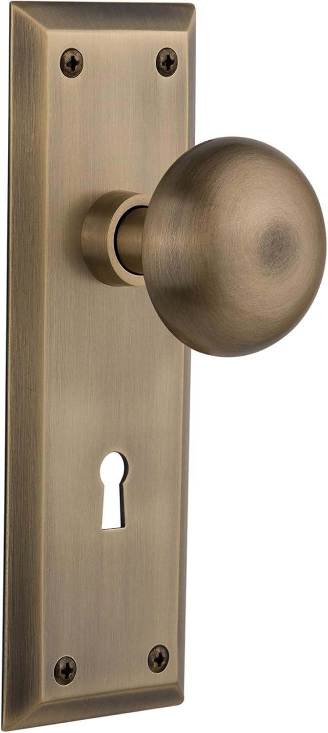 New York Interior Mortise Door Knob with New York Long Plate