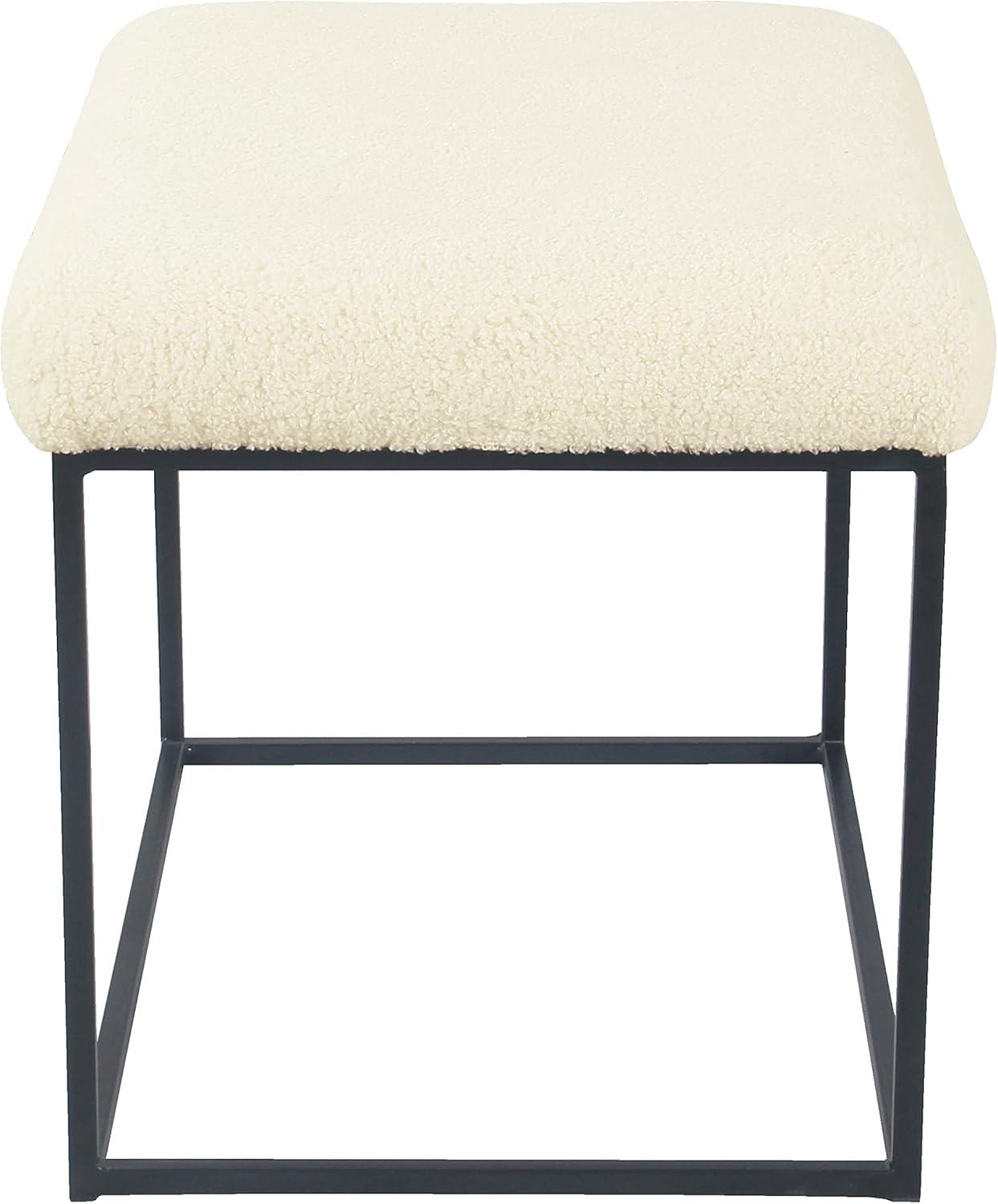 Small Decorative Ottoman Faux Sheepskin Cream - HomePop