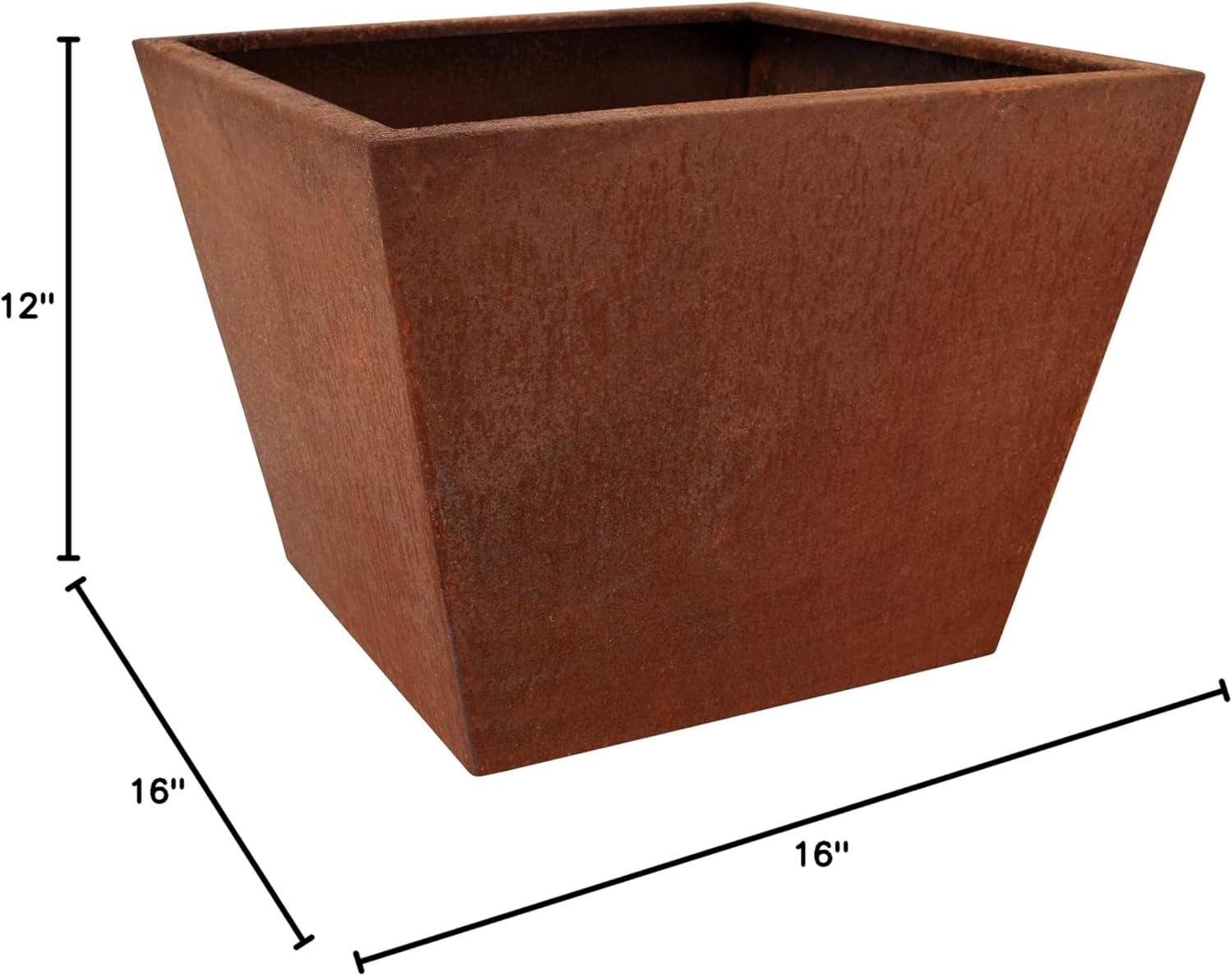 Large Weathered Corten Steel Square Planter