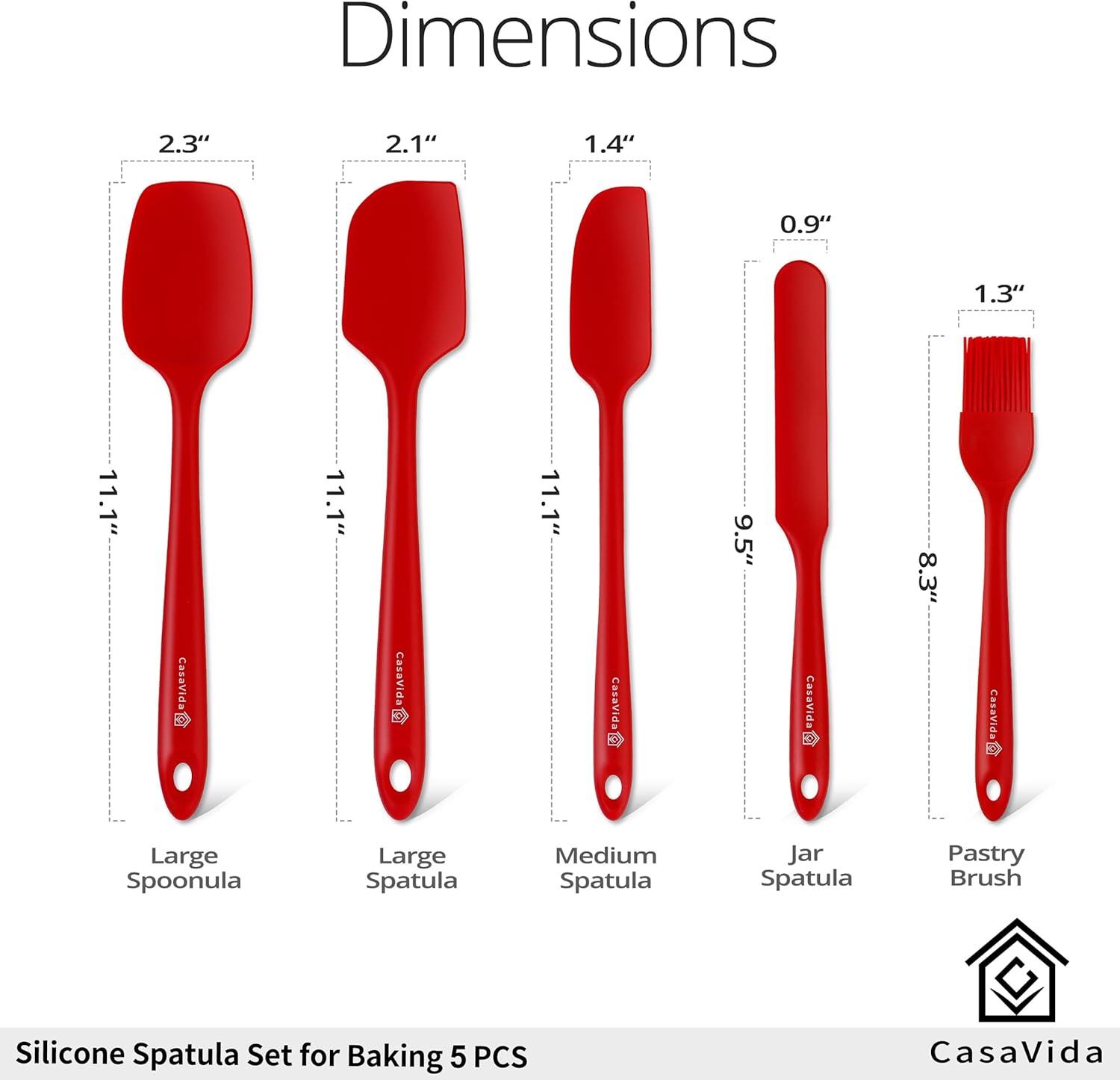 CasaVida Red Silicone 5-Piece Heat Resistant Spatula Set