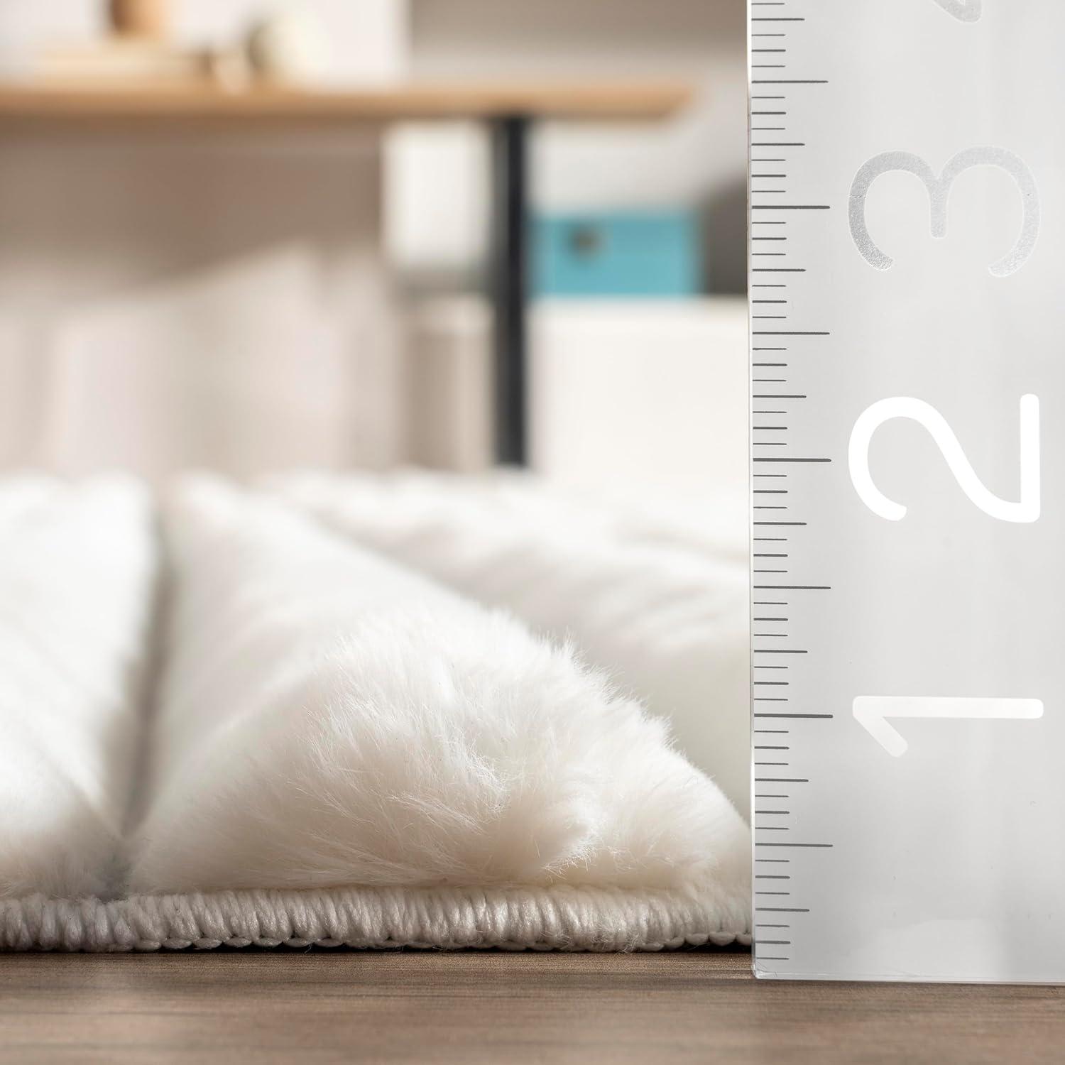 nuLOOM 5' x 8' Cozy Plush SuperiorWash Area Rug, Machine Washable, Non-Slip, Soft Fluffy Shag Carpet for Living Room Bedroom Nursery, Kai Off-white