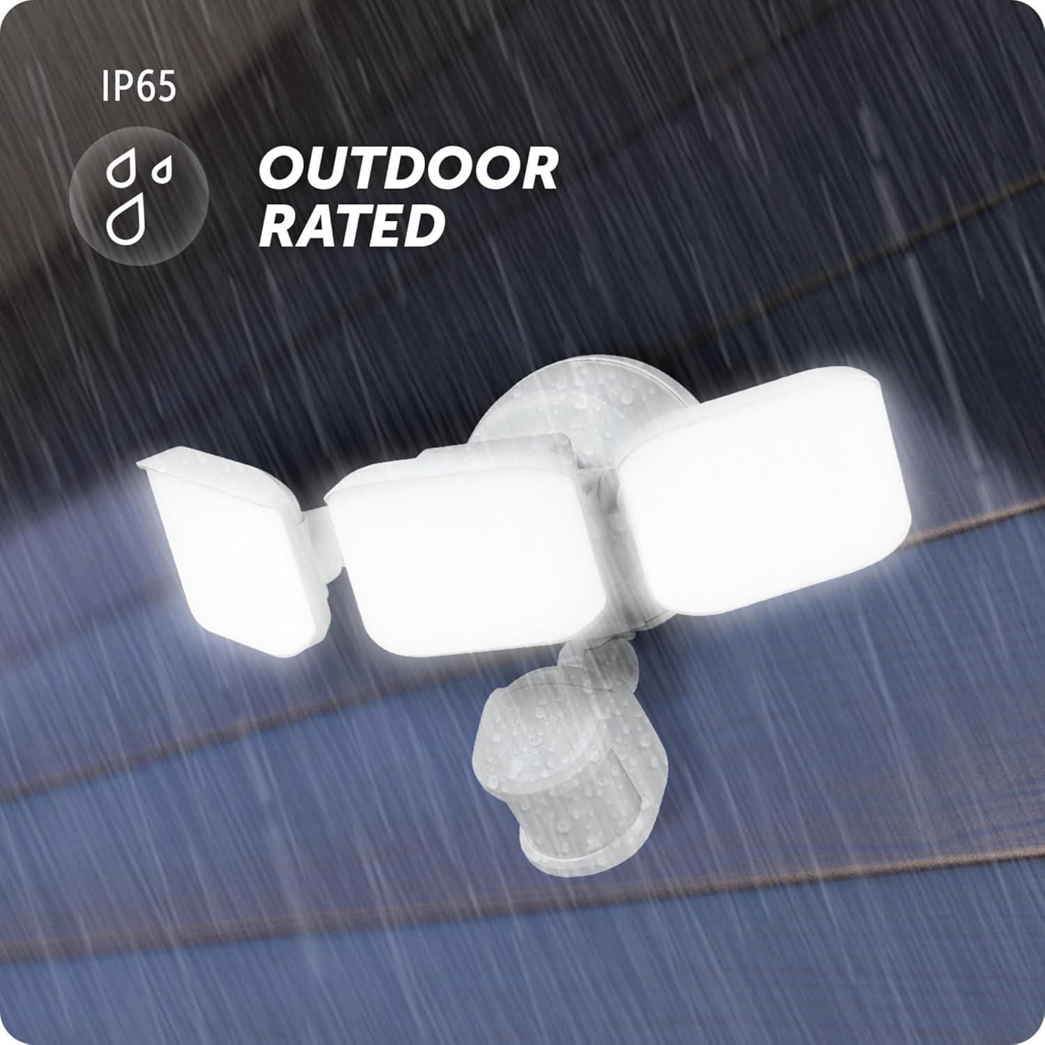 Globe Electric 180-Degree 15W Triple Head White 2200 Lumens Battery Operated Outdoor Integrated LED Flood Light Security Light, Outside House Lights