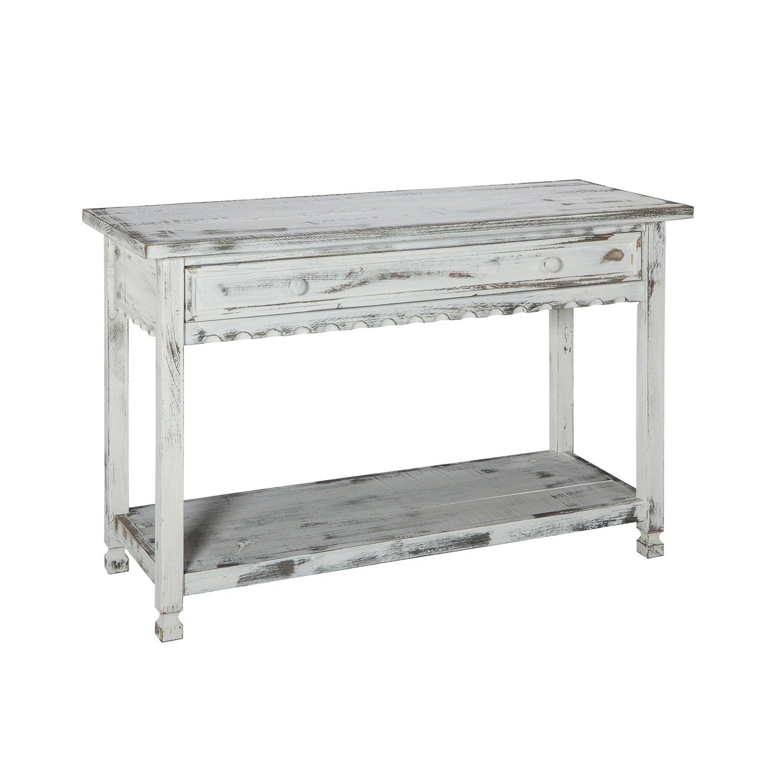 Console Table Hardwood White - Alaterre Furniture: Elegant Entryway Furniture with Storage Shelf, Spot Clean