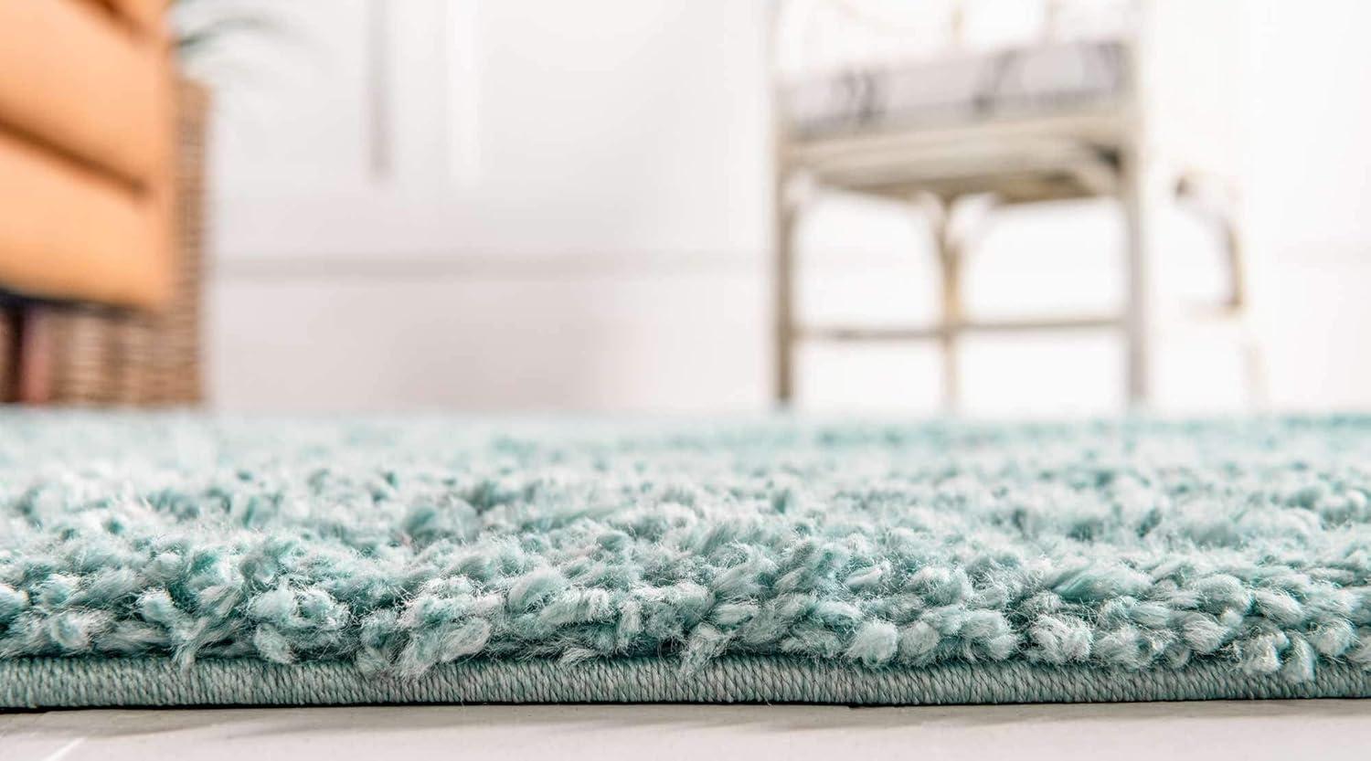 Unique Loom 6' 0 x 9' 0 Davos Shag Aqua Area Rug