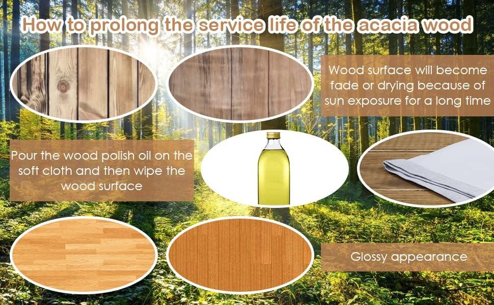 7 Piece Patio Dining Set, PE Rattan Outdoor Table And Chairs Dining Furniture Set With Stackable Armchairs & Cushions, Acacia Wood Table, For Backyard