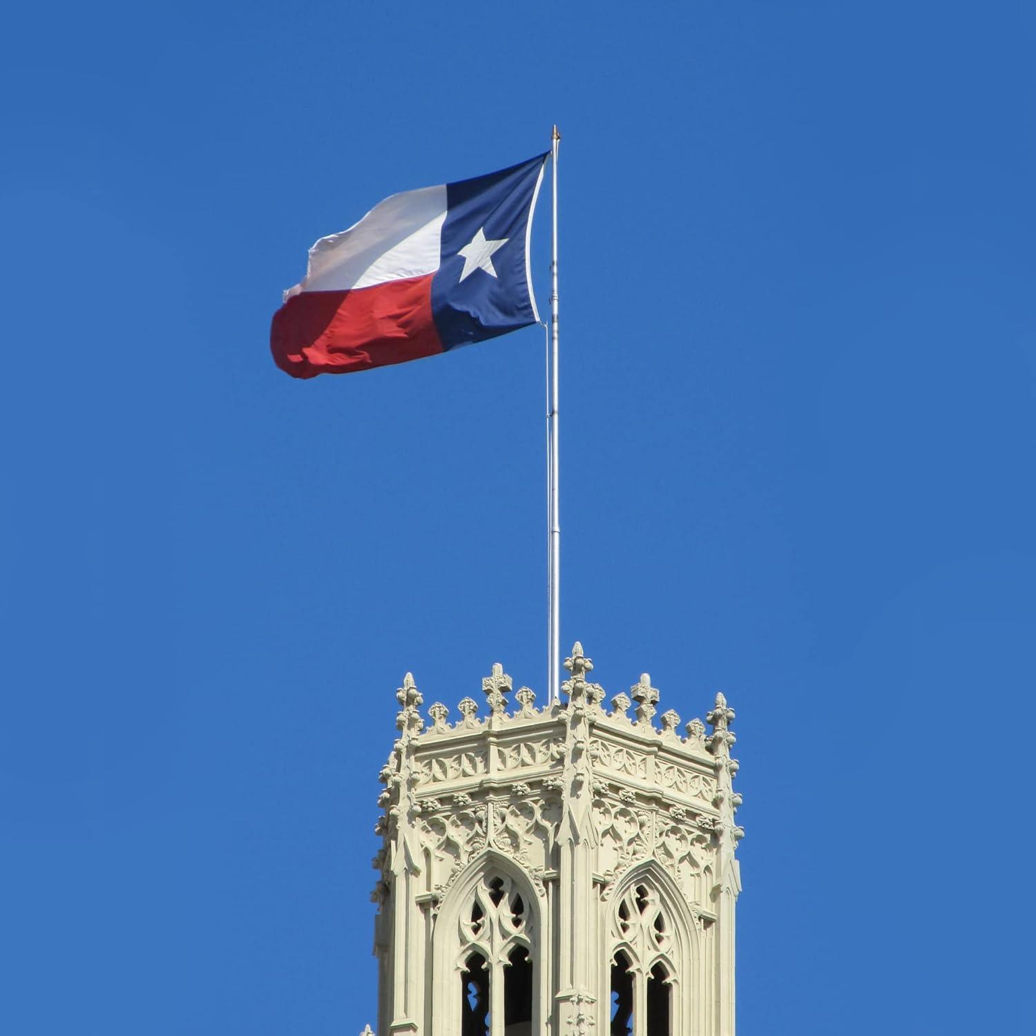 Anley EverStrong Series Embroidered Texas State Flag 3x5 Ft - Nylon Lone Star Flags with Brass Grommets