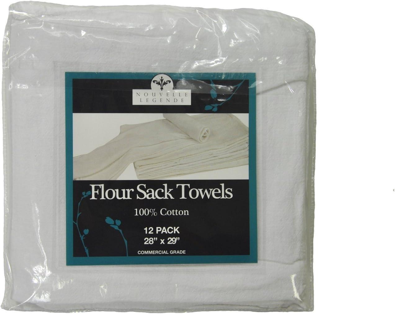 White Cotton Flour Sack Towels Set of 12