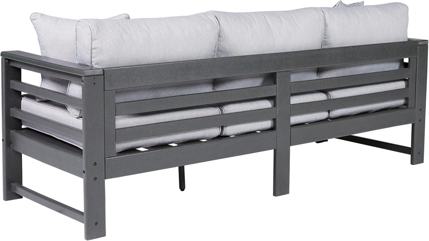 Charcoal Gray HDPE Outdoor Sofa with Cushions