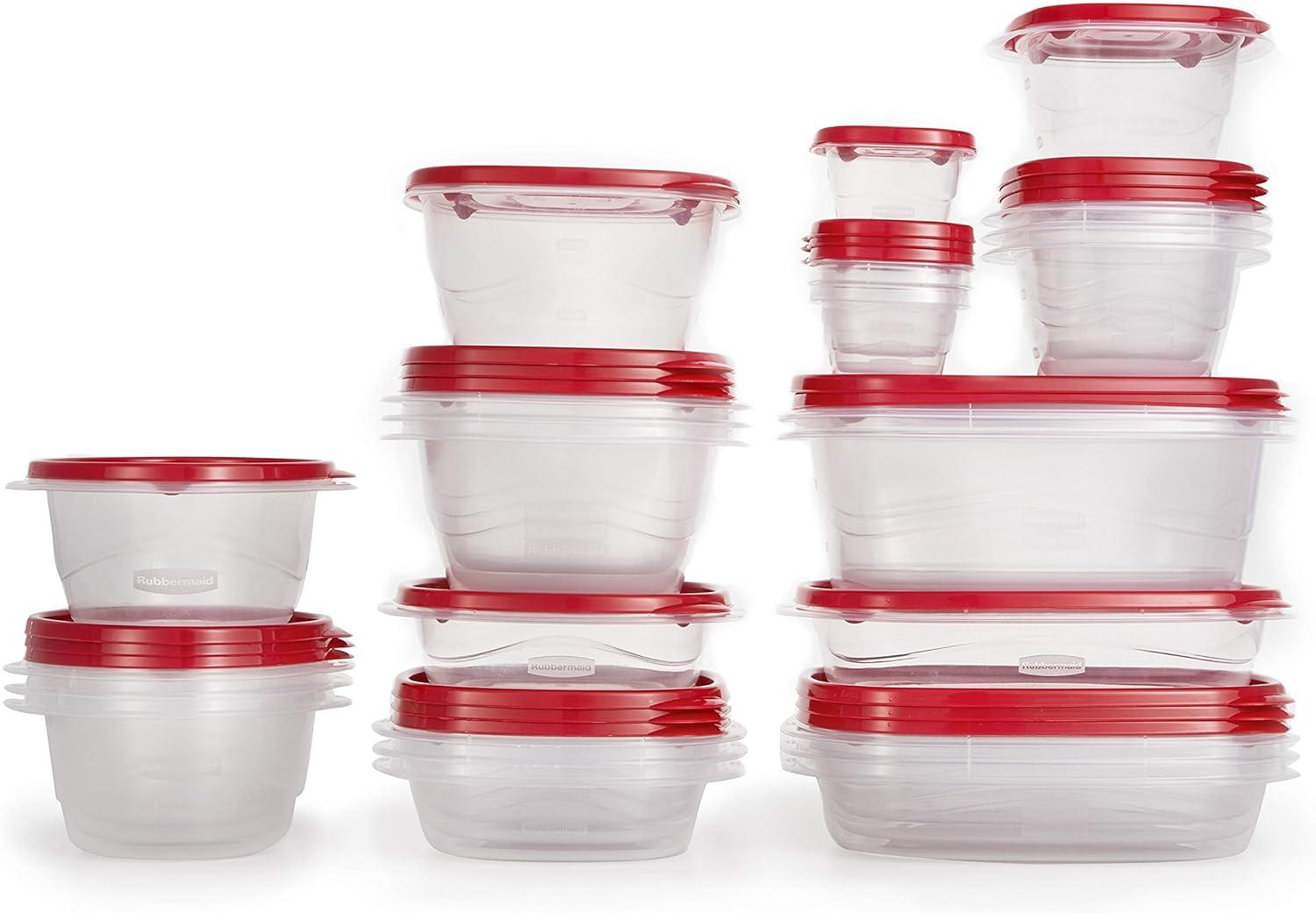 Rubbermaid Ruby Red Plastic Freezer Safe Food Storage Container (26 Count)