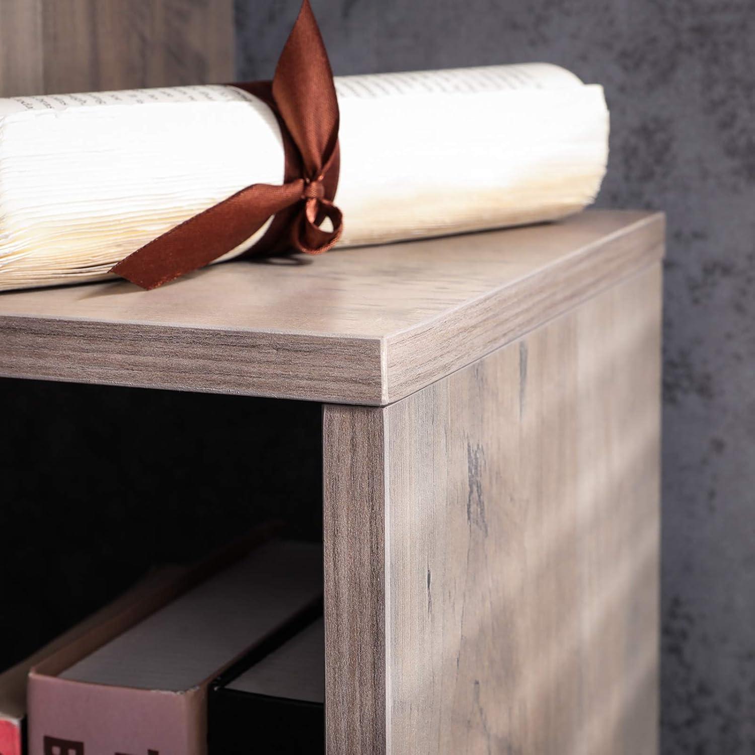 Wooden 5-Tier Bookcase Storage Shelf Display Shelf and Room Divider Freestanding Greige