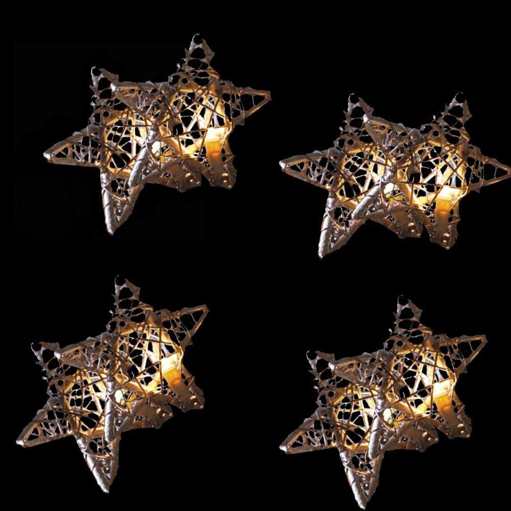 Battery-Powered Rattan Star Christmas Tree Lights