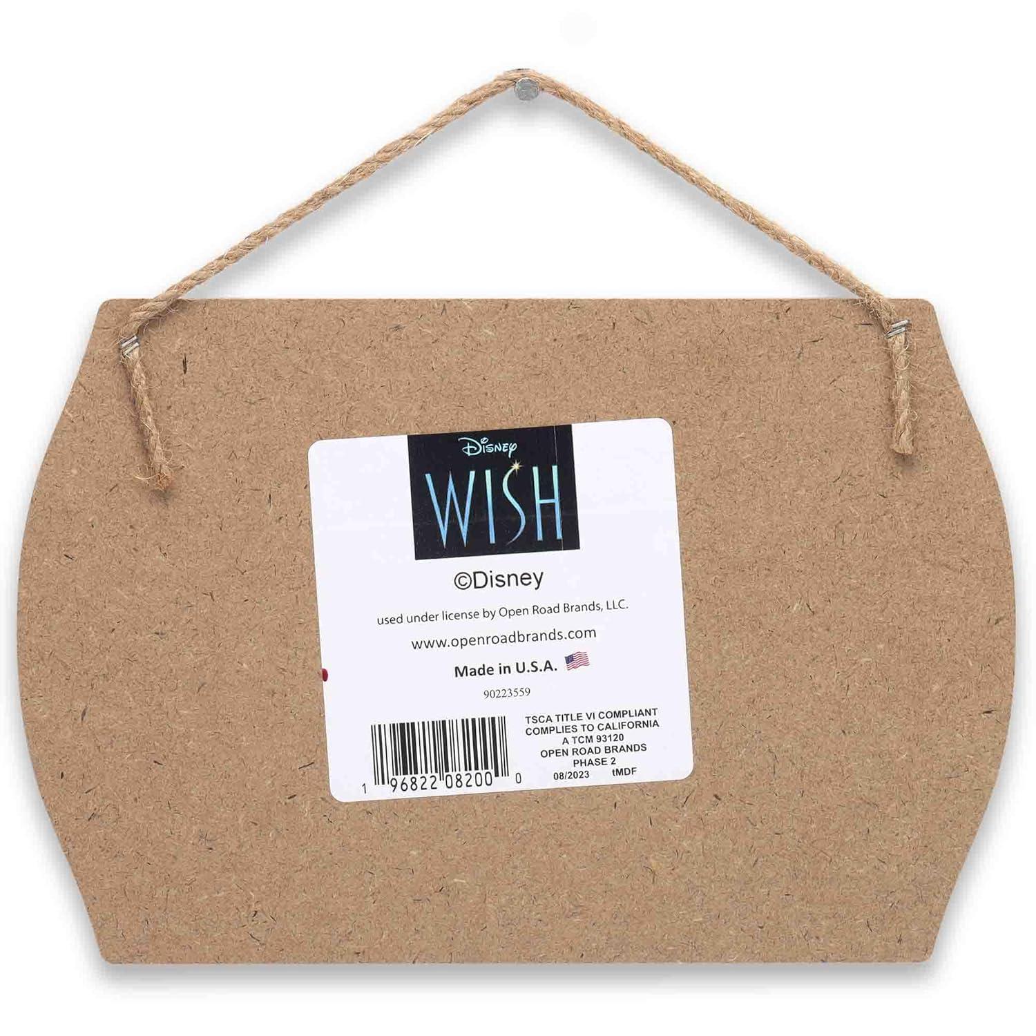 Disney Wish Watch Us Shine Asha and Star Hanging Wood Wall Decor - Adorable Wish Sign for Kids' Bedroom or Movie Room