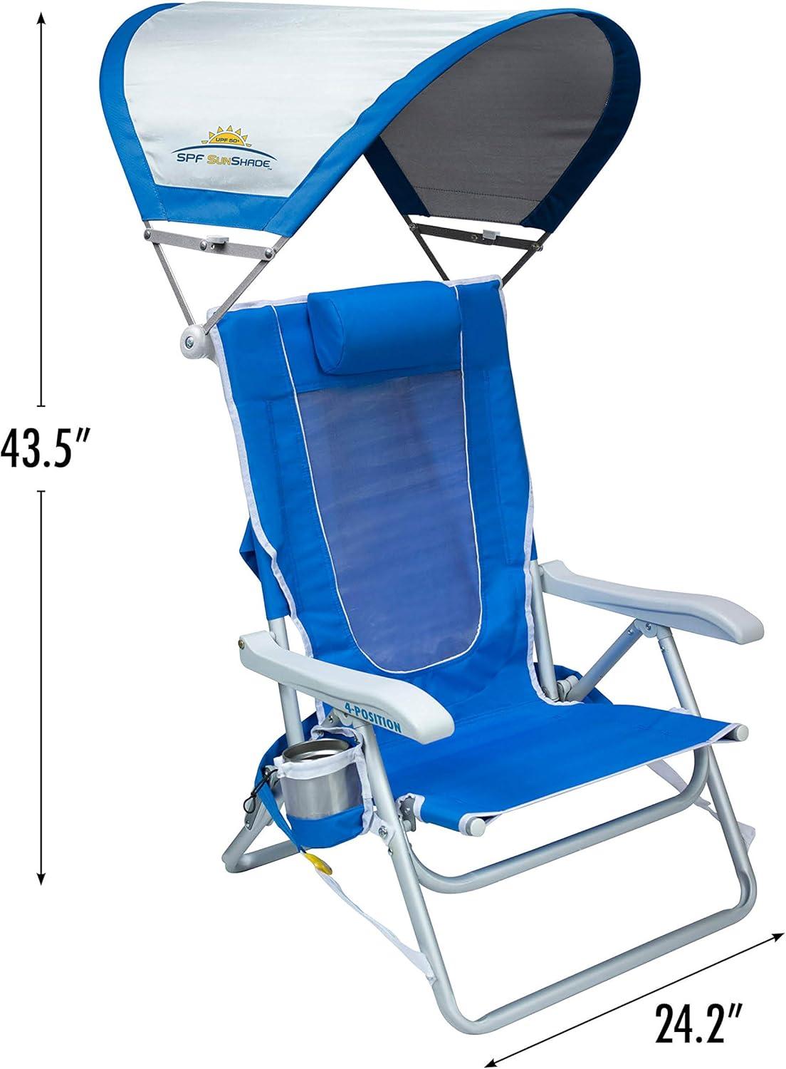 GCI Outdoor Waterside SunShade Backpack Beach Chair with Canopy Shade