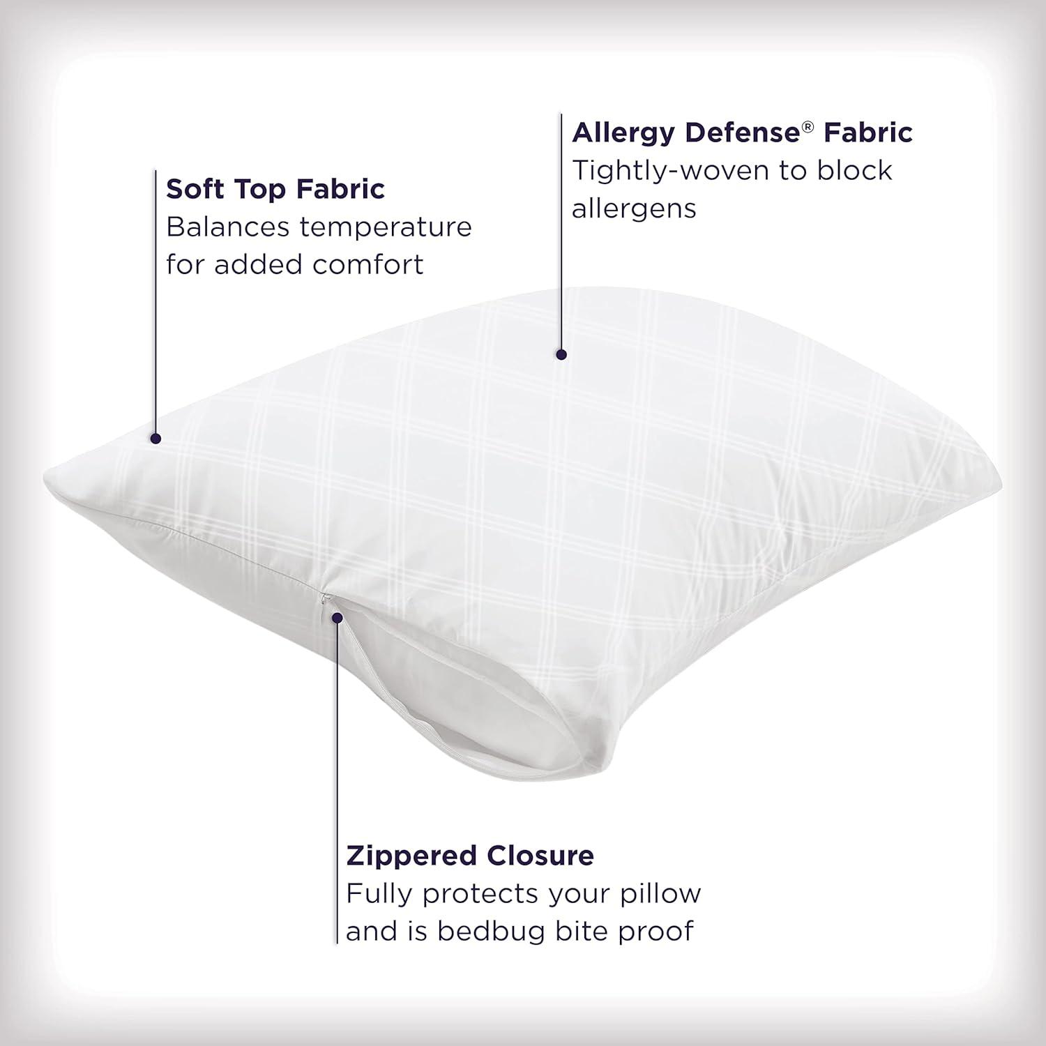 Aller-Ease Pillow Protectors Machine Washable Temperature Balancing 2 Pack Temperature Balancing Allergist Recommended Set of 2