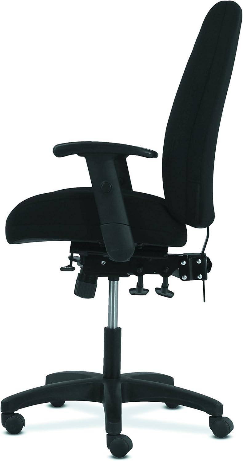 Modern High-Back Black Fabric Task Chair with Adjustable Arms