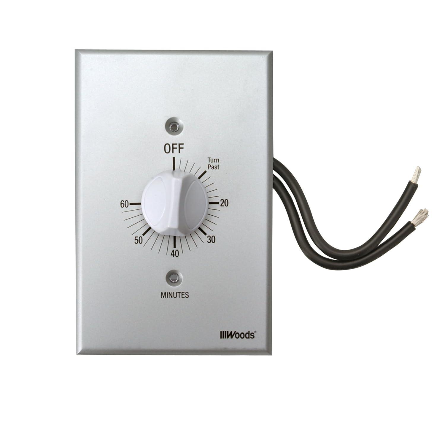 Woods 59719WD 60-Minute Spring Wound Timer with Gray Wall Plate