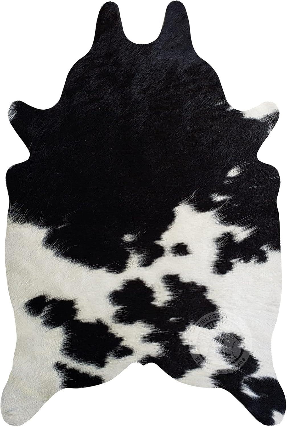 Black and White Genuine Cowhide Rug for Modern Decor