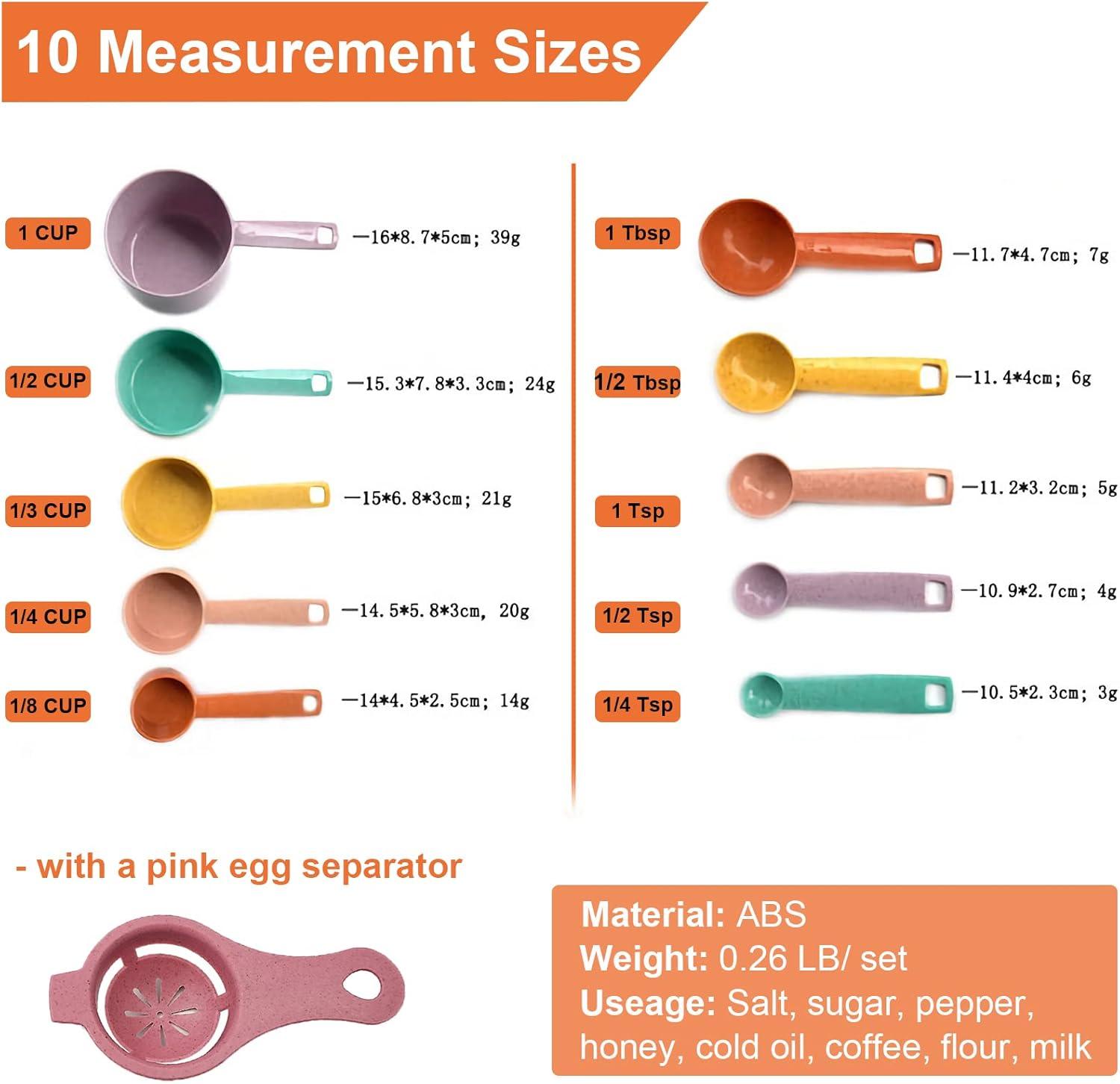 Colorful 11-Piece Plastic Measuring Cups and Spoons Set