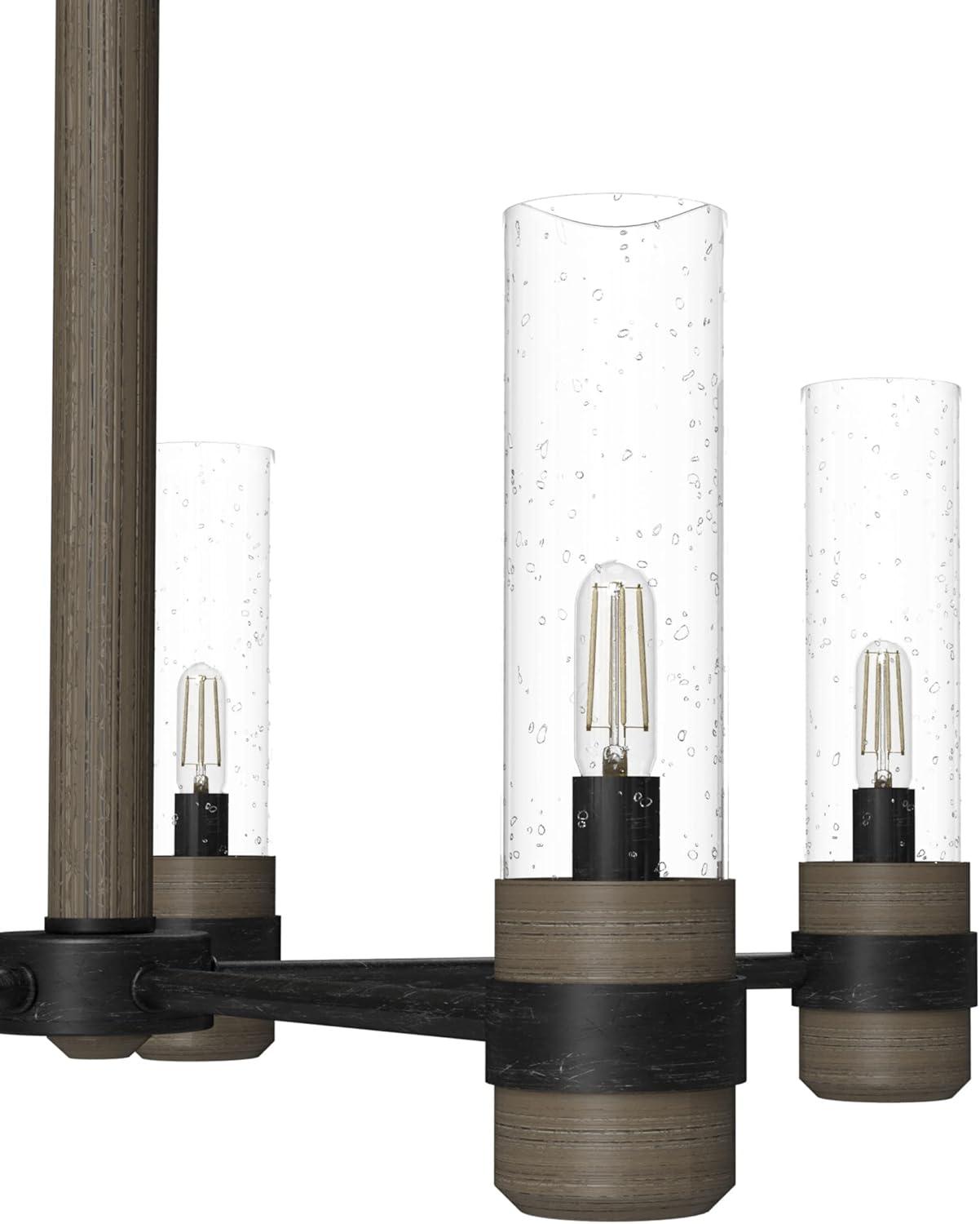 Hunter - River Mill 5-light Rustic Iron, Large Chandelier, Dimmable, Rustic Style, Candle Shaped, for Bedrooms, Kitchens, Dining, Living Rooms - 19474