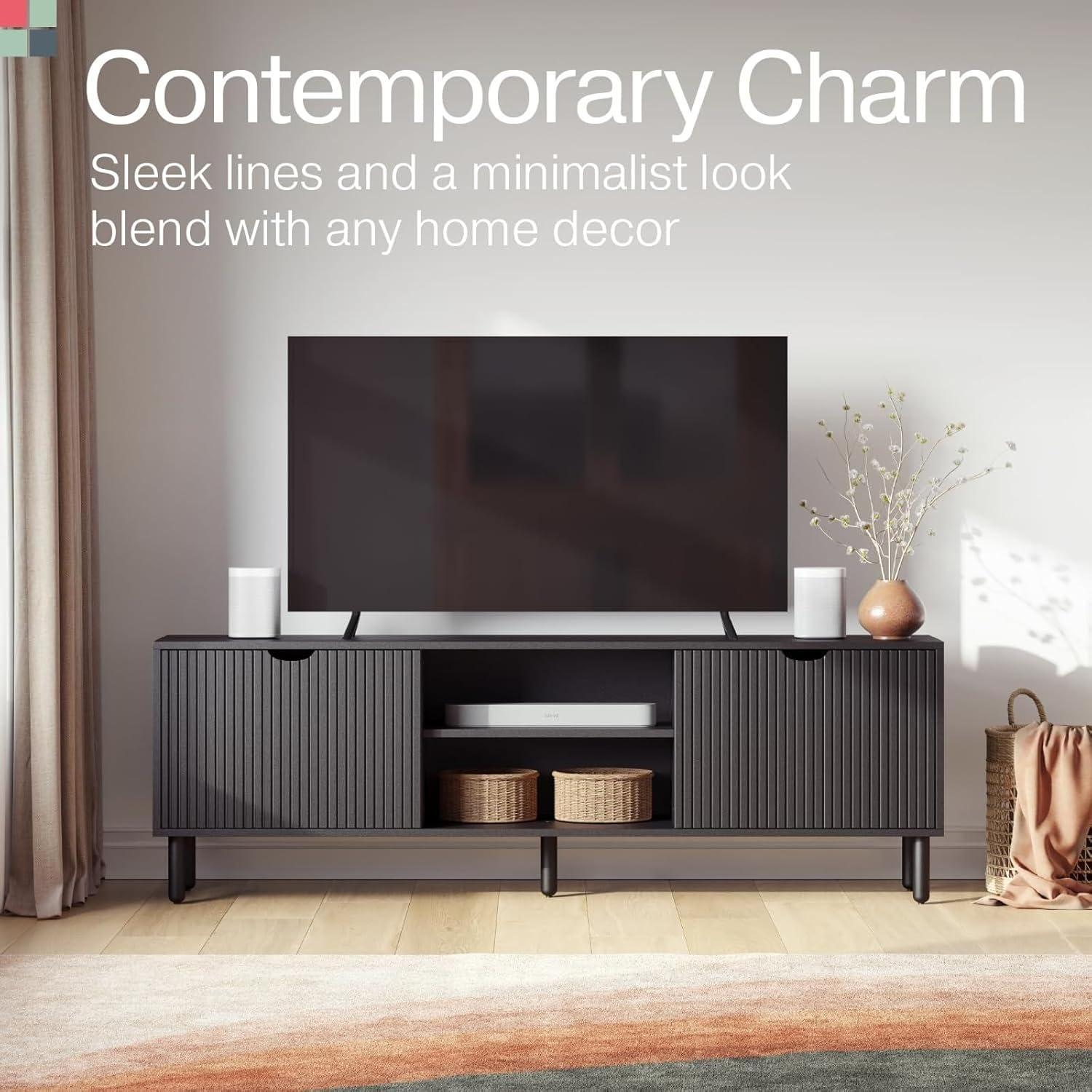Stead Adjustable Shelves Television Stand, Wood Multi-color, 104 lbs