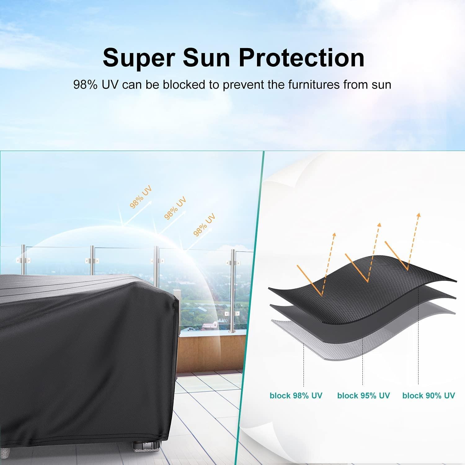 Patio Furniture Covers, Heavy Duty Outdoor Furniture Cover Waterproof, Sectional Sofa Set Covers Table and Chair Set Cover 108" L × 82" W × 28" H