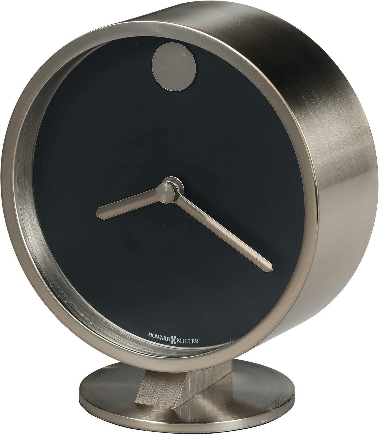 Aurora Modern & Contemporary Analog Metal Quartz Movement / Crystal Tabletop Clock in Nickel